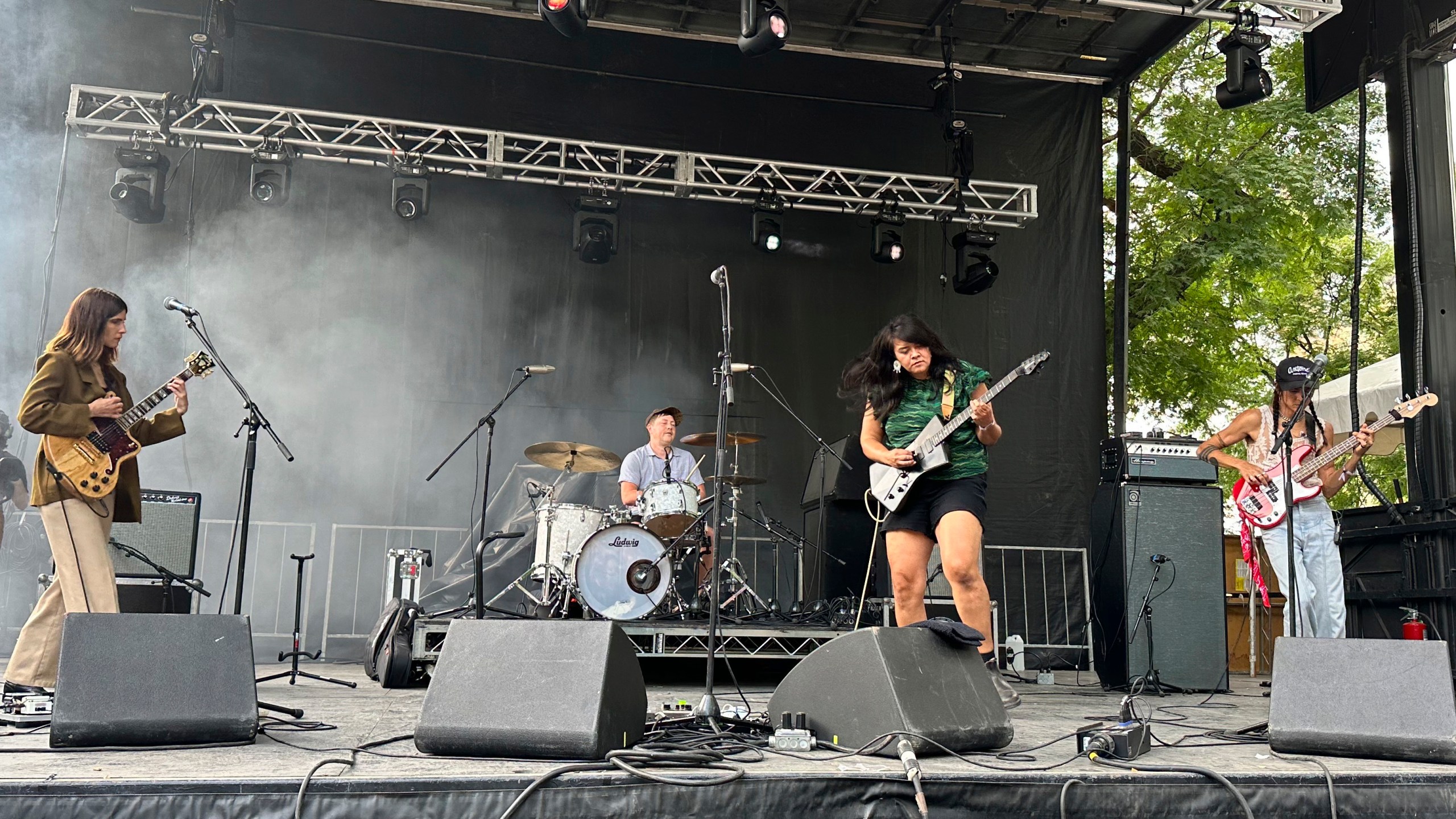 Black Belt Eagle Scout, second right, performs during the Pitchfork Music Festival at Union Park in Chicago on Saturday, July 22, 2023. (AP Photo/Michael Casey)