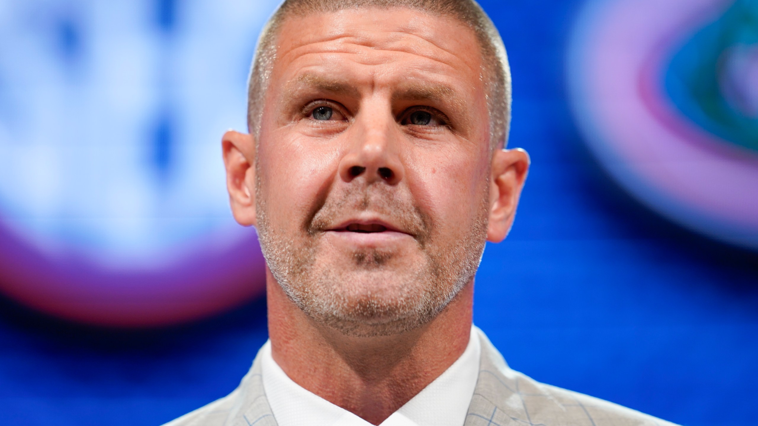 Florida head coach Billy Napier speaks during NCAA college football Southeastern Conference Media Days, Wednesday, July 19, 2023, in Nashville, Tenn. (AP Photo/George Walker IV)