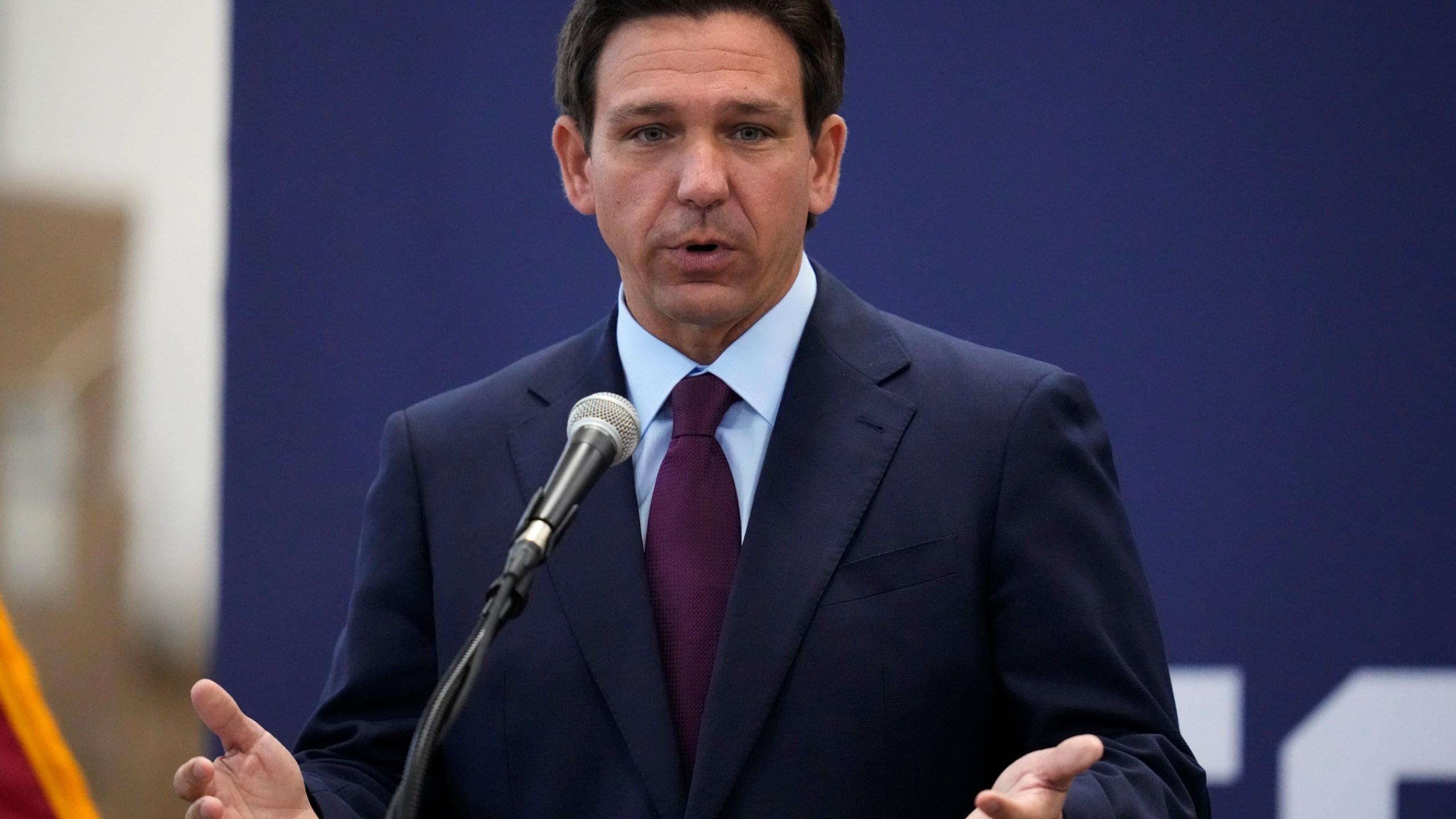 Republican presidential candidate Florida Gov. Ron DeSantis speaks during a campaign event, Monday, July 31, 2023, in Rochester, N.H. (AP Photo/Charles Krupa)