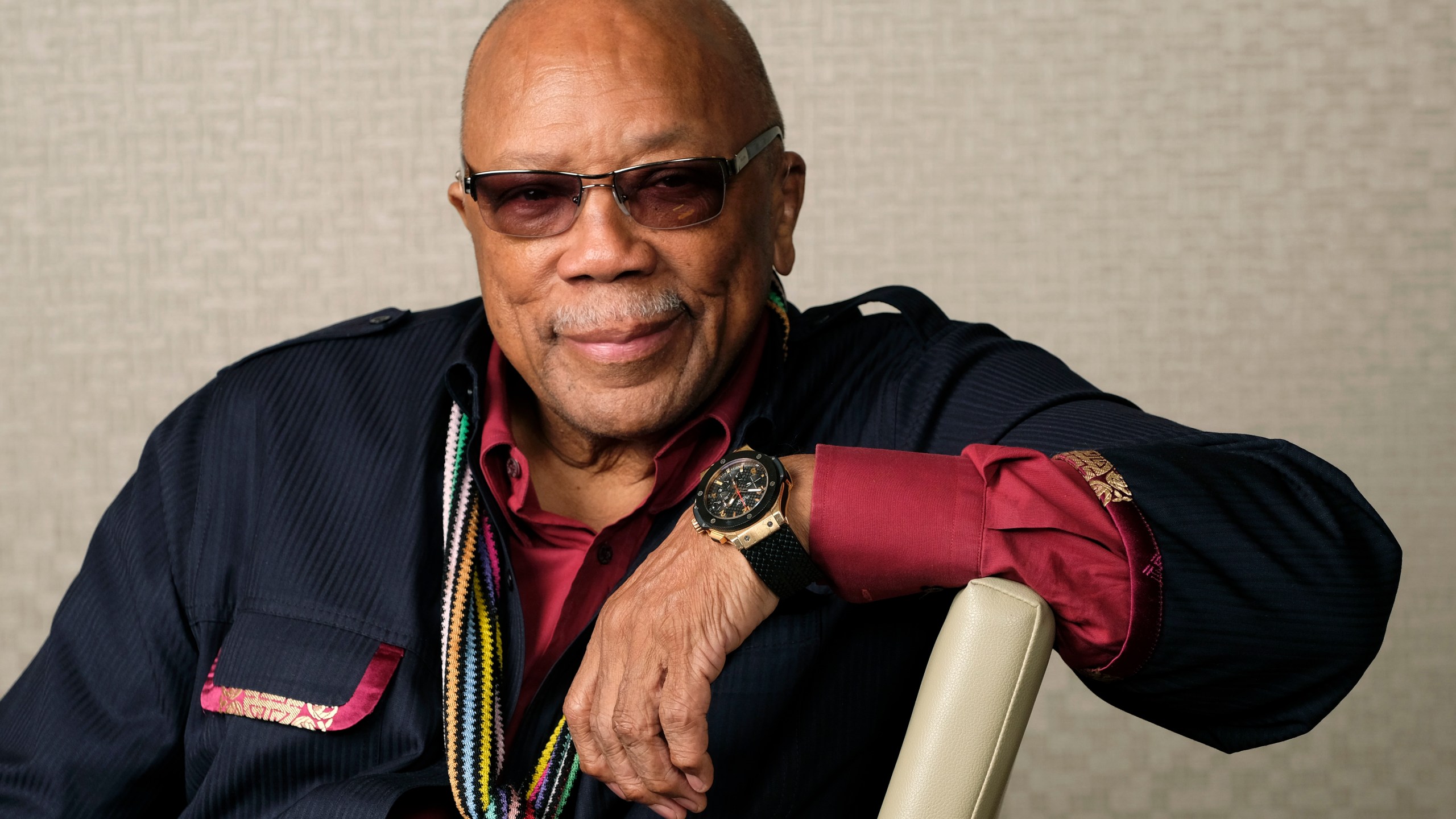 FILE - Music producer Quincy Jones poses for a portrait to promote his documentary "Quincy" during the Toronto Film Festival on Sept. 7, 2018, in Toronto. (Photo by Chris Pizzello/Invision/AP, File)