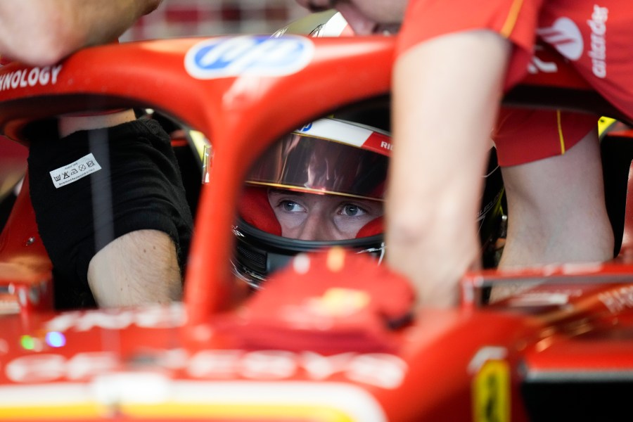 Ferrari driver Arthur Leclerc of Monaco prepares for his debut free practice ahead of the Formula One Abu Dhabi Grand Prix at the Yas Marina Circuit in Abu Dhabi, UAE, Friday, Dec. 6, 2024. (AP Photo/Darko Bandic)