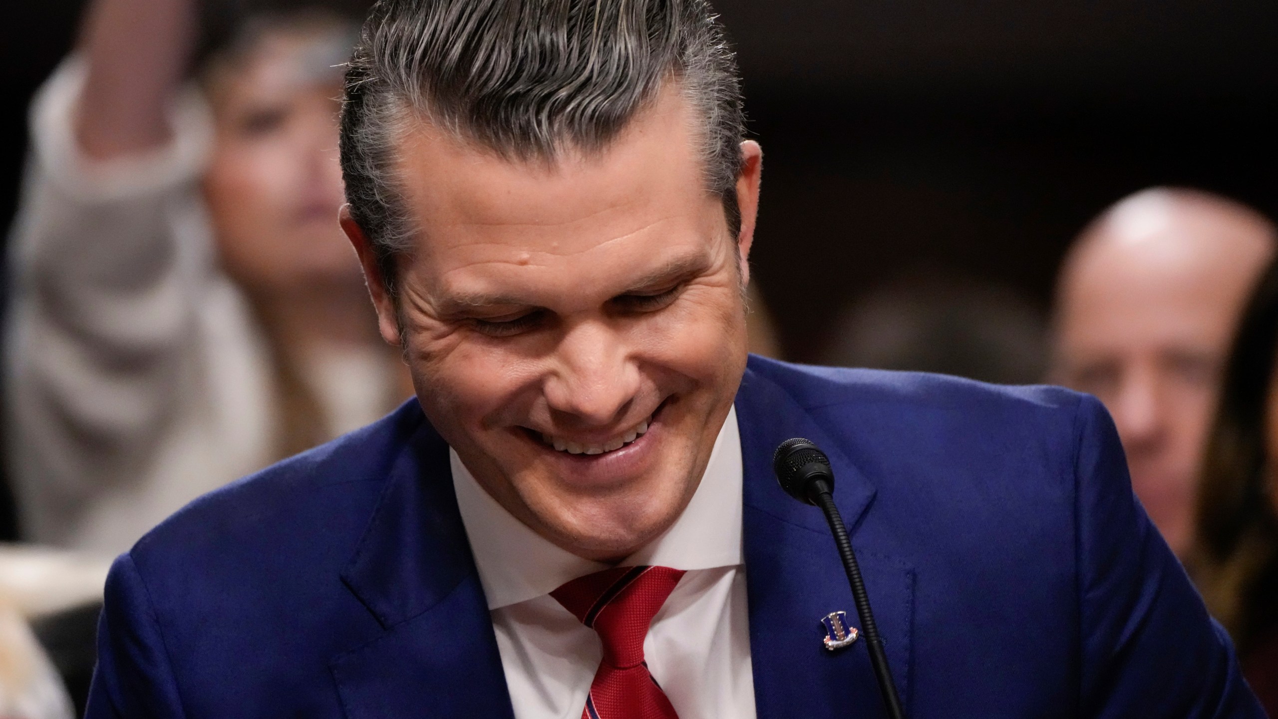 Pete Hegseth, President-elect Donald Trump's choice to be Defense secretary, appears before the Senate Armed Services Committee for his confirmation hearing, at the Capitol in Washington, Tuesday, Jan. 14, 2025. (AP Photo/Alex Brandon)