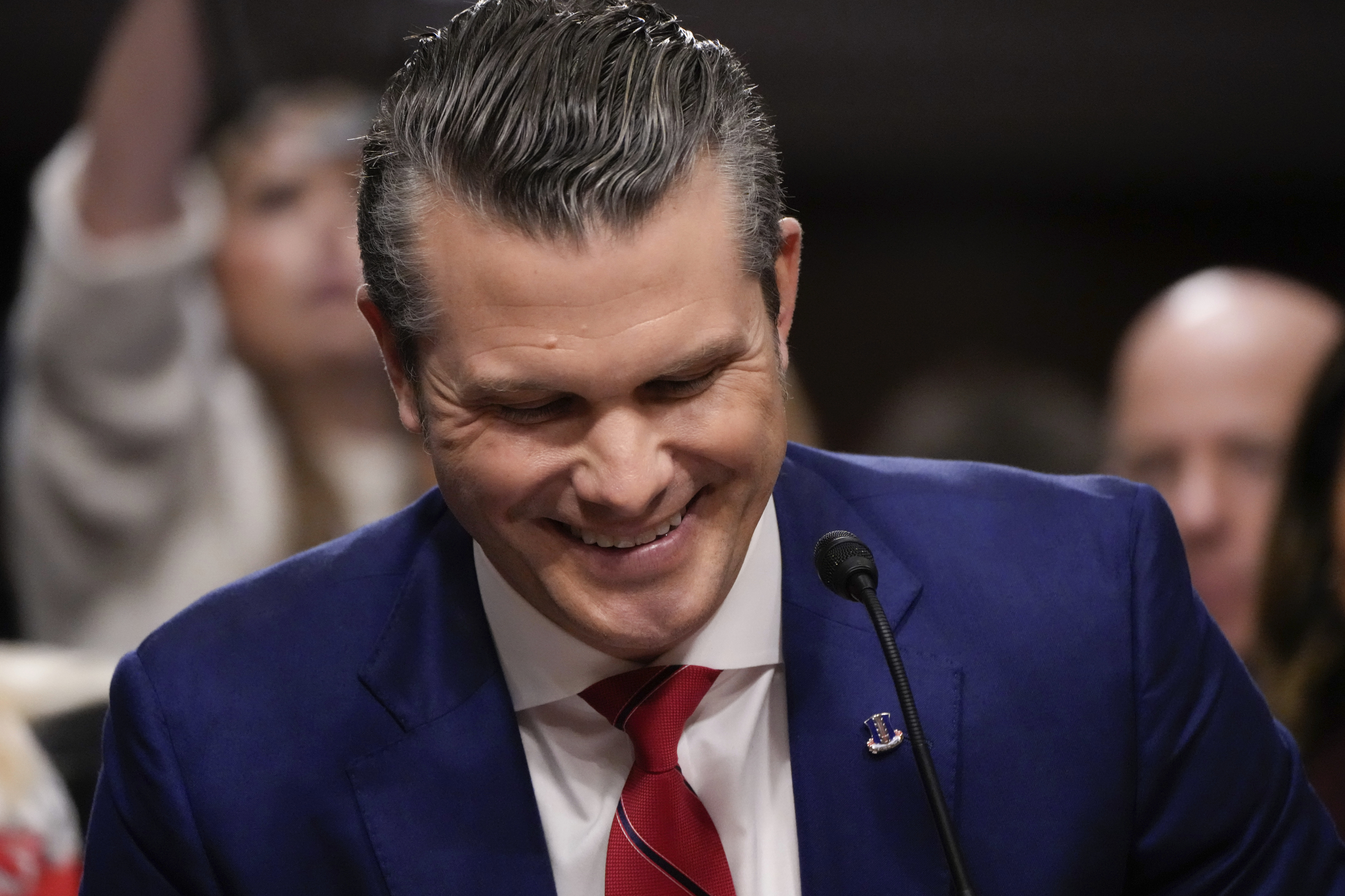 Pete Hegseth, President-elect Donald Trump's choice to be Defense secretary, appears before the Senate Armed Services Committee for his confirmation hearing, at the Capitol in Washington, Tuesday, Jan. 14, 2025. (AP Photo/Alex Brandon)