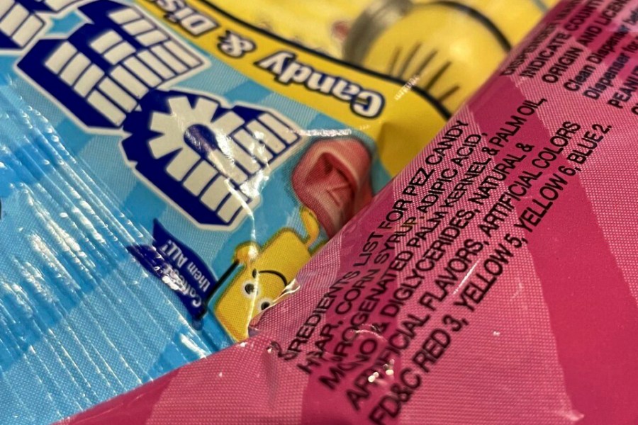 FILE - Pez candy, which contains red dye no. 3, is on display at a store in Lafayette, Calif., March 24, 2023. (AP Photo/Haven Daley, File)