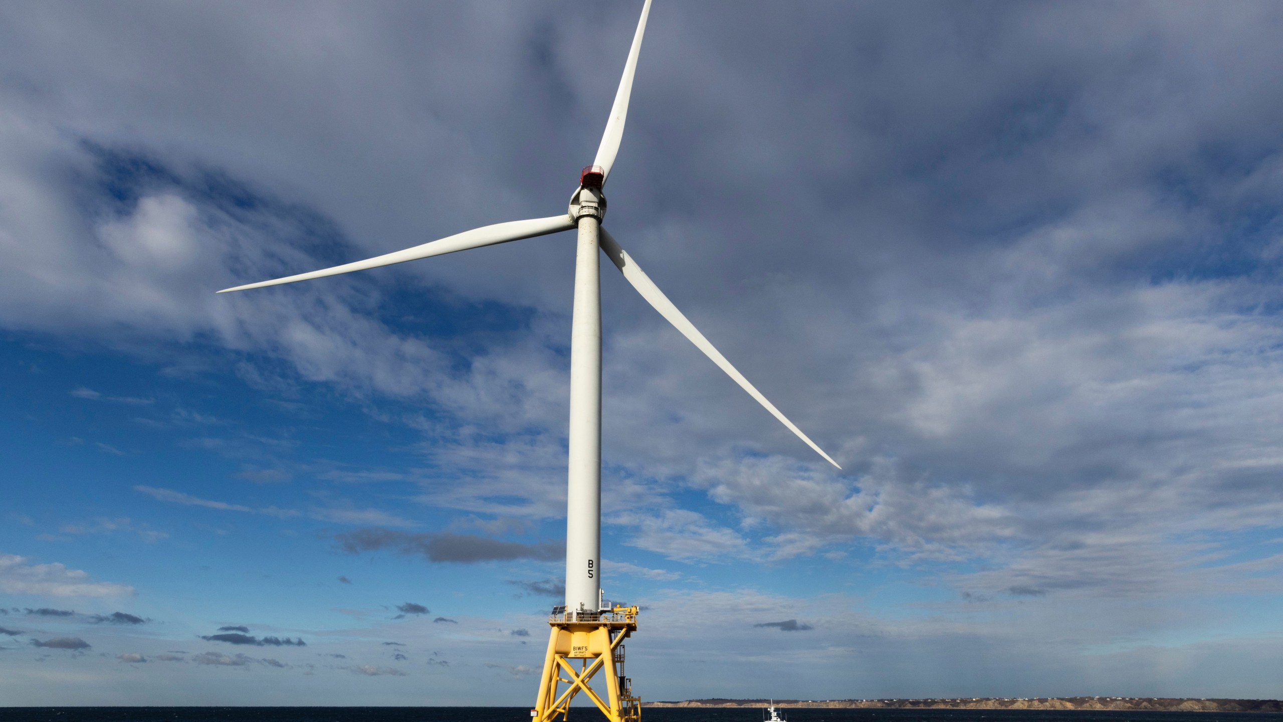 FILE - A Block Island Wind Farm turbine operates, Dec. 7, 2023, off the coast of Block Island, R.I., during a tour organized by Orsted. (AP Photo/Julia Nikhinson, File)