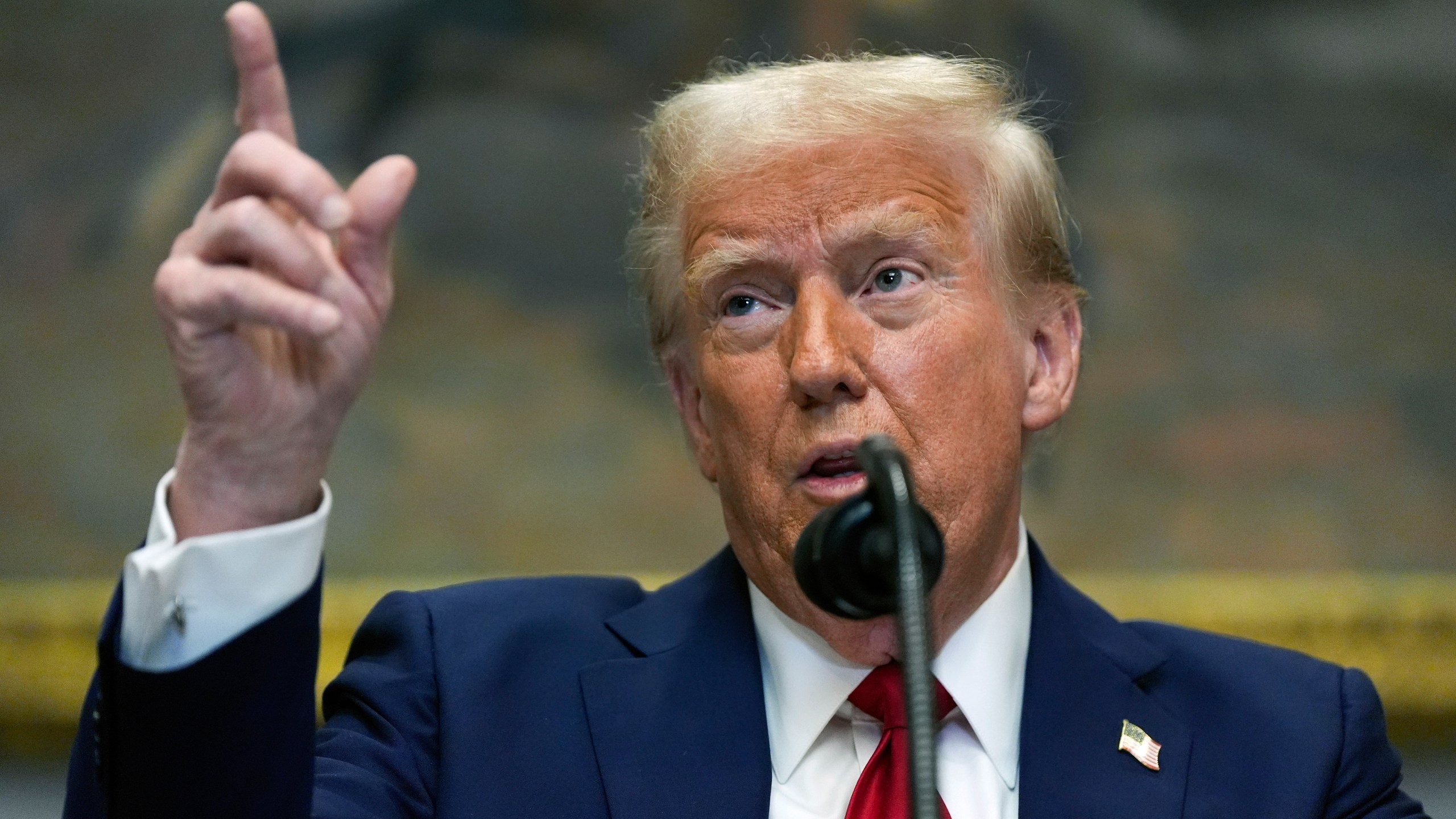 President Donald Trump speaks in the Roosevelt Room of the White House, Tuesday, Jan. 21, 2025, in Washington. (AP Photo/Julia Demaree Nikhinson)