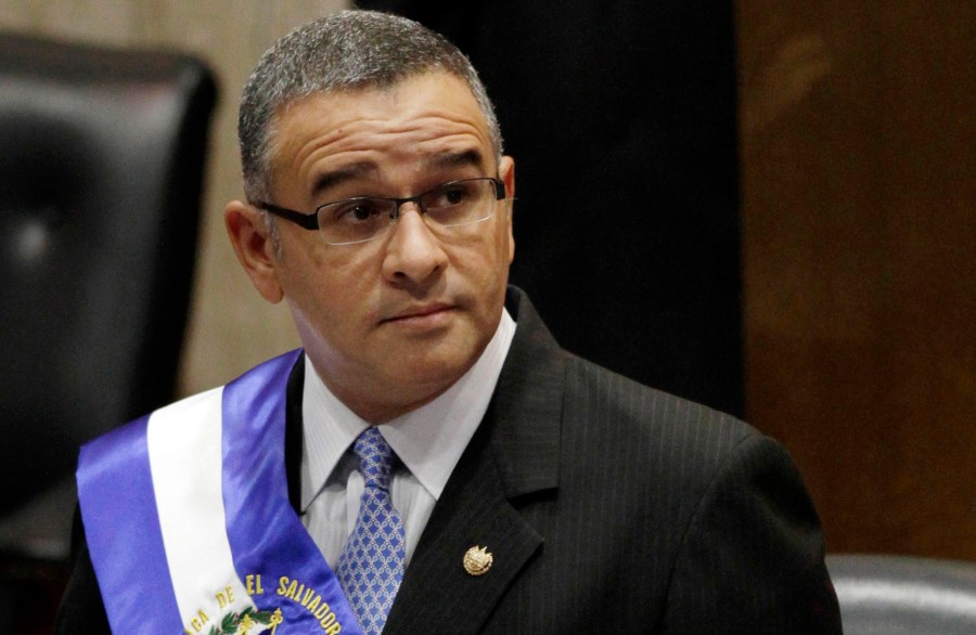 FILE - In this June 1, 2012 file photo, El Salvador's President Mauricio Funes stands in the National Assembly in San Salvador, El Salvador. Former El Salvador President Mauricio Funes, who spent the final years of his life in Nicaragua to avoid various criminal sentences, died late Tuesday. He was 65. (AP Photo/Luis Romero, File)