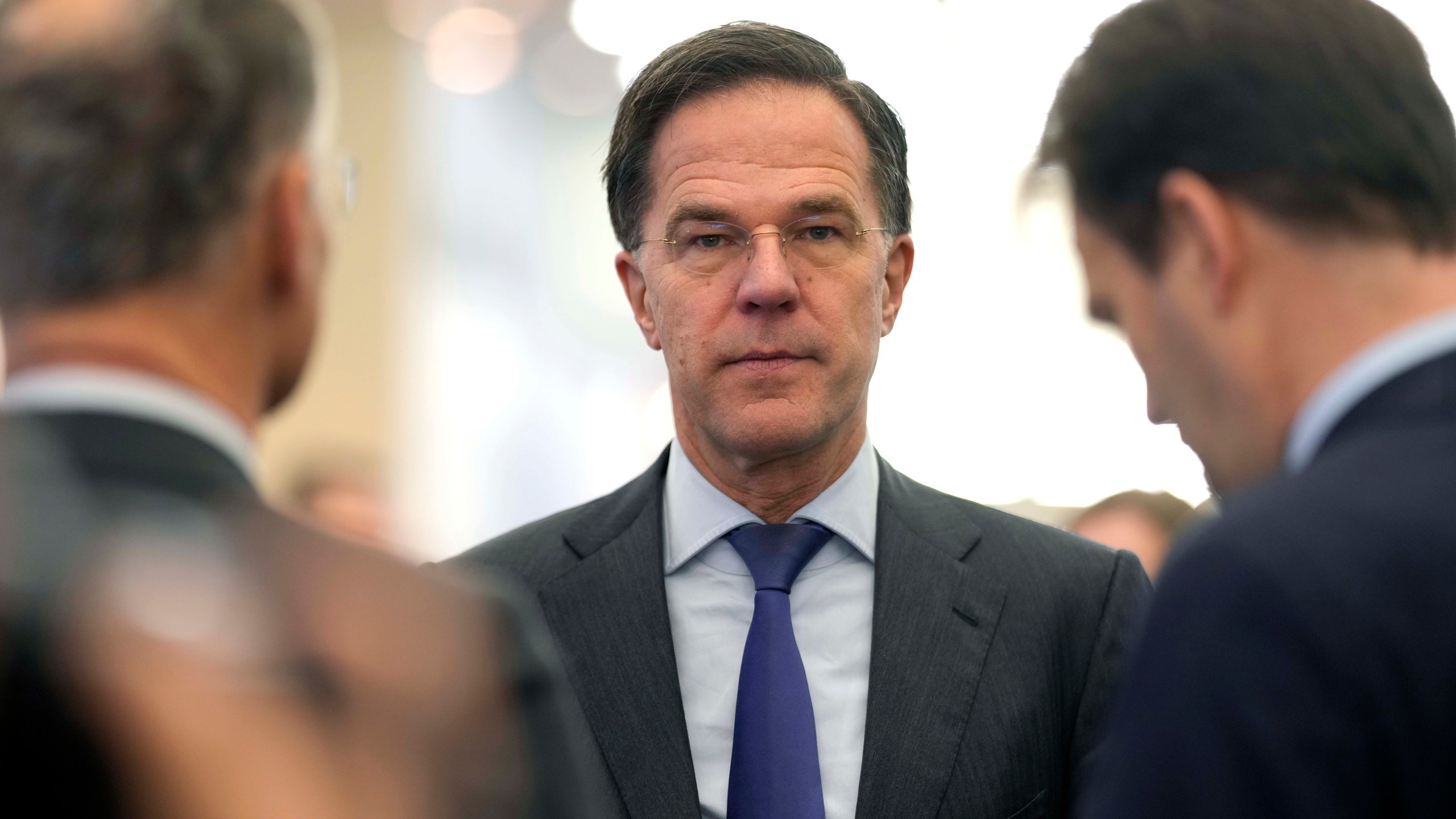 NATO Secretary General Mark Rutte arrives at the Annual Meeting of World Economic Forum in Davos, Switzerland, Thursday, Jan. 23, 2025. (AP Photo/Markus Schreiber)