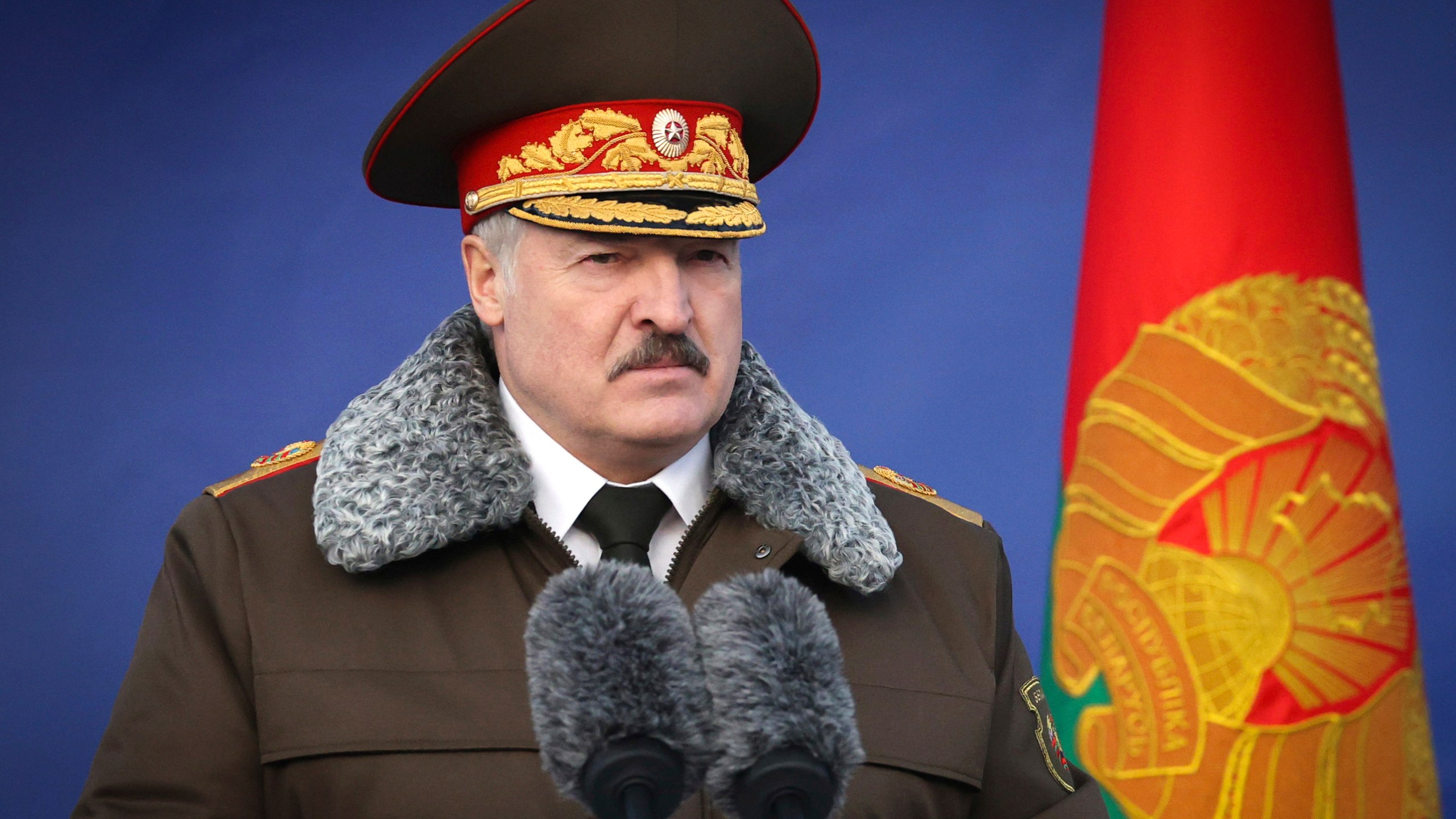 FILE - President Alexander Lukashenko of Belarus delivers a speech at the Belarusian Interior Ministry special forces base in Minsk, Belarus, on Dec. 30, 2020. (Maxim Guchek/BelTA Pool Photo via AP, File)