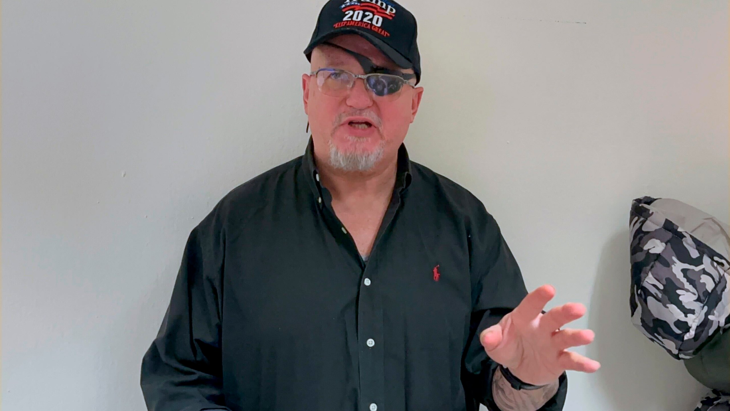 President Donald Trump supporter Oath Keepers founder Stewart Rhodes, convicted on charges relating to the Jan. 6 riot at the U.S. Capitol, talks to reporters after meeting with lawmakers on Capitol Hill, in Washington, Wednesday, Jan. 22, 2025 (AP Photo Nathan Ellgren)