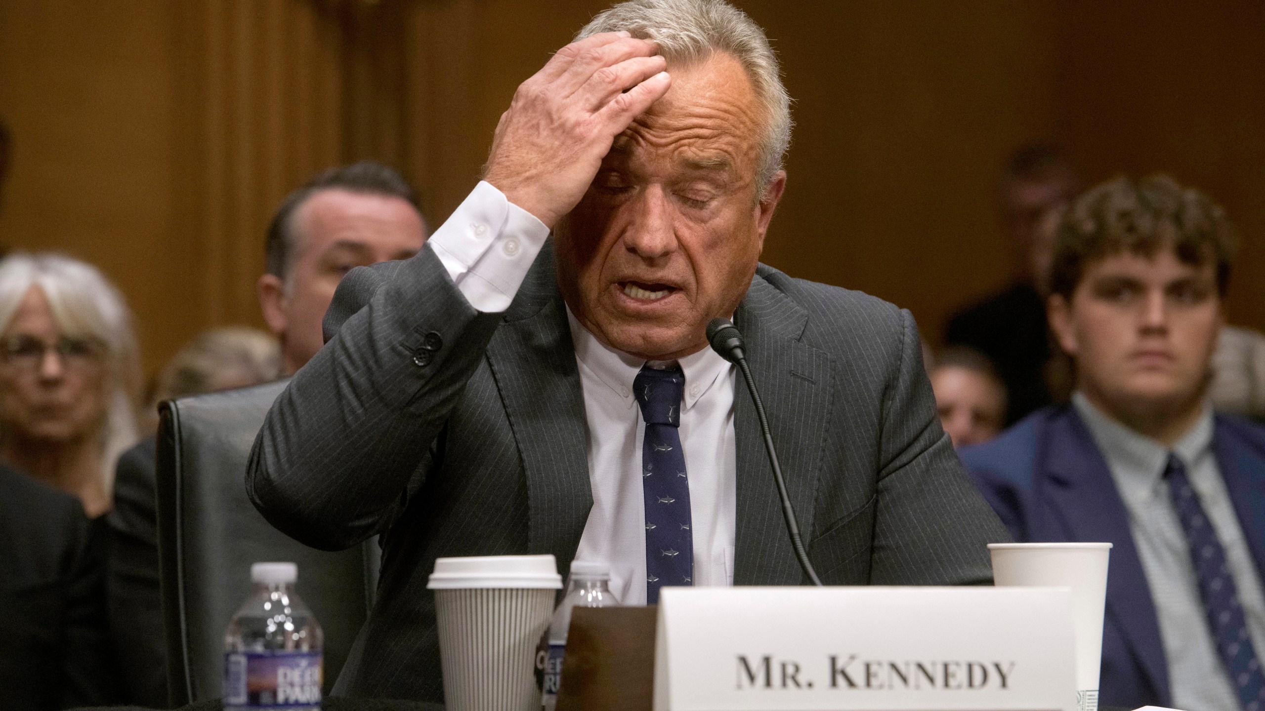 Robert F. Kennedy, Jr., President Donald Trump's nominee to serve as Secretary of Health and Human Services, testifies during a Senate Committee on Health, Education, Labor and Pensions hearing for his pending confirmation on Capitol Hill, Thursday, Jan. 30, 2025, in Washington. (AP Photo/Rod Lamkey, Jr.)