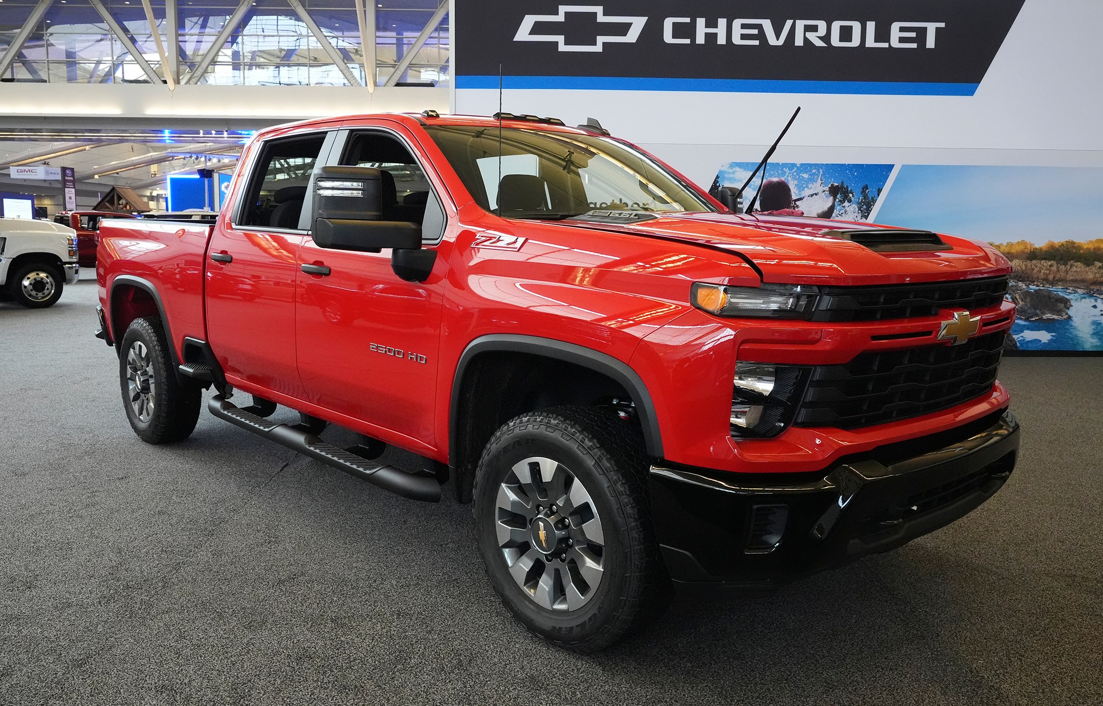 FILE - A 2024 Chevrolet Silverado 2500 HD Custom truck is shown at the Pittsburgh International Auto Show in Pittsburgh, Feb. 15, 2024. (AP Photo/Gene J. Puskar, File)