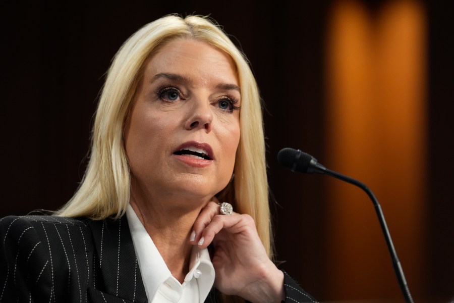 Pam Bondi, President-elect Donald Trump's choice to lead the Justice Department as attorney general, appears before the Senate Judiciary Committee for her confirmation hearing, at the Capitol in Washington, Wednesday, Jan. 15, 2025. (AP Photo/J. Scott Applewhite)