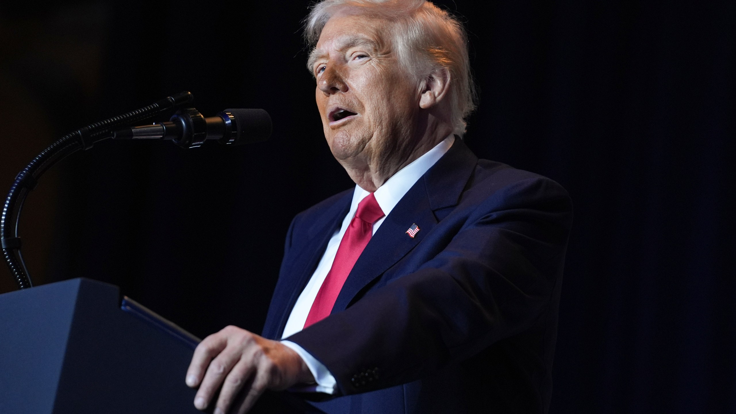 President Donald Trump speaks during the National Prayer Breakfast at Washington Hilton, Thursday, Feb. 6, 2025, in Washington. (AP Photo/Evan Vucci)