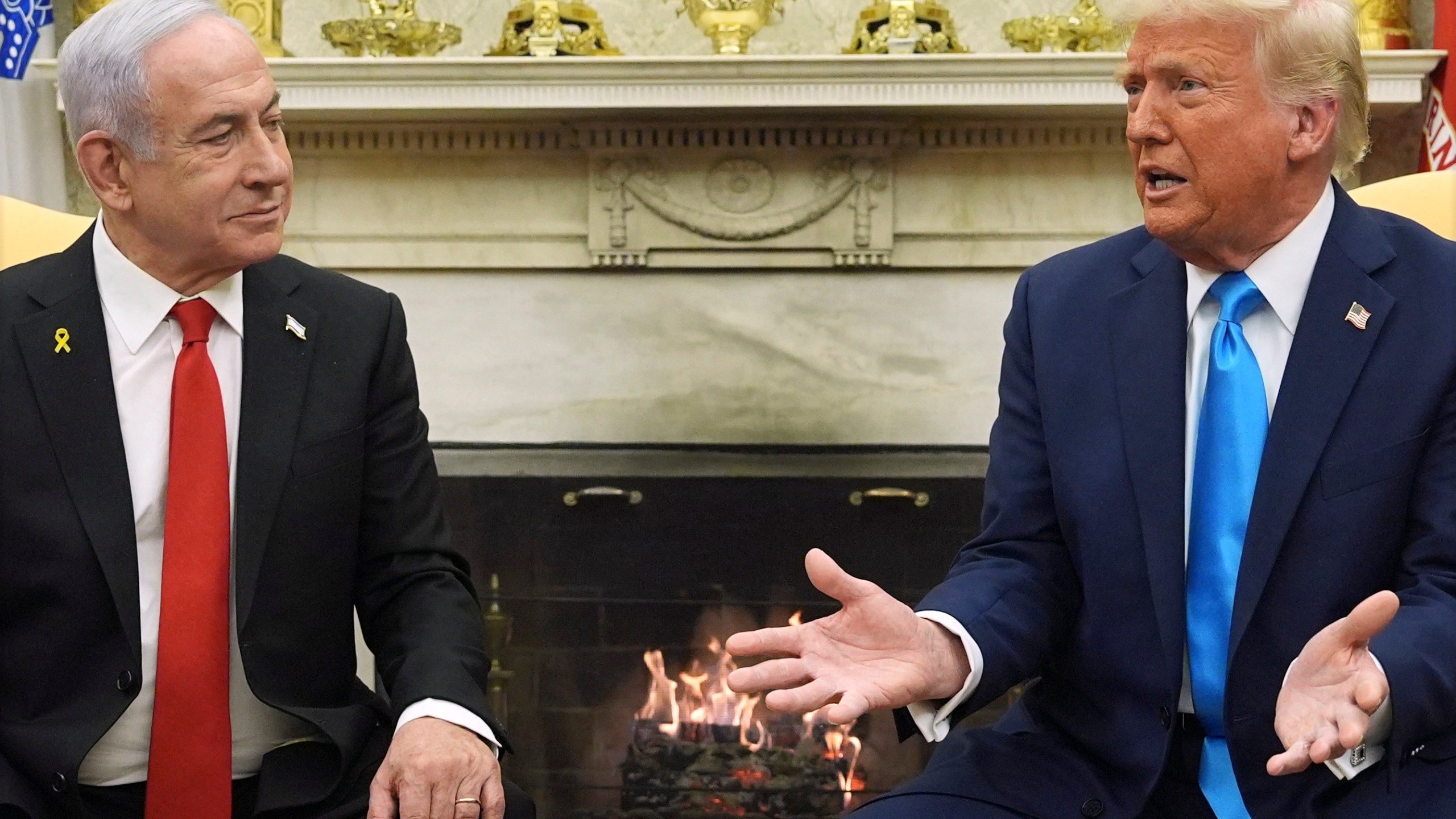 President Donald Trump meets with Israel's Prime Minister Benjamin Netanyahu in the Oval Office of the White House, Tuesday, Feb. 4, 2025, in Washington. (AP Photo/Evan Vucci)