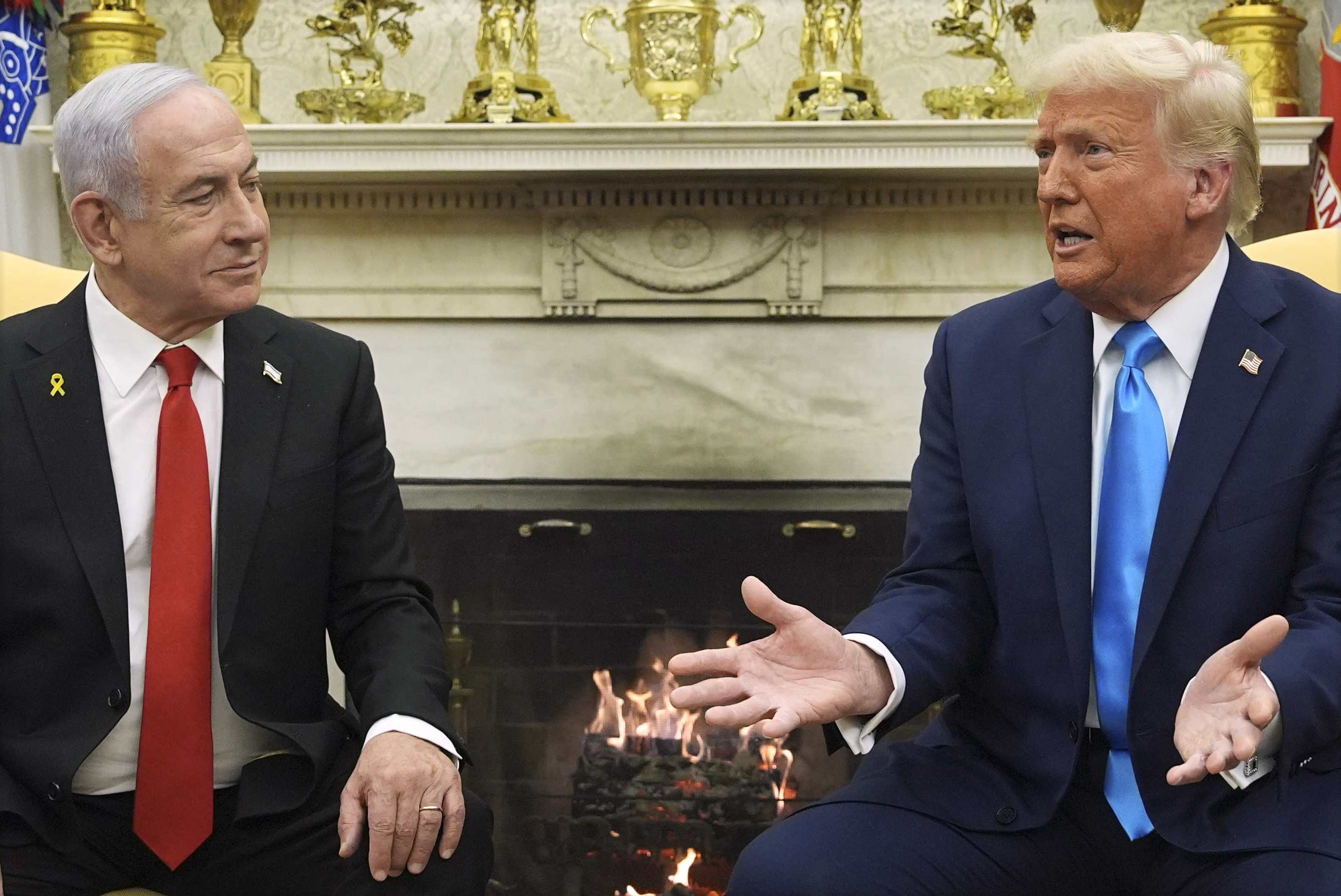 President Donald Trump meets with Israel's Prime Minister Benjamin Netanyahu in the Oval Office of the White House, Tuesday, Feb. 4, 2025, in Washington. (AP Photo/Evan Vucci)