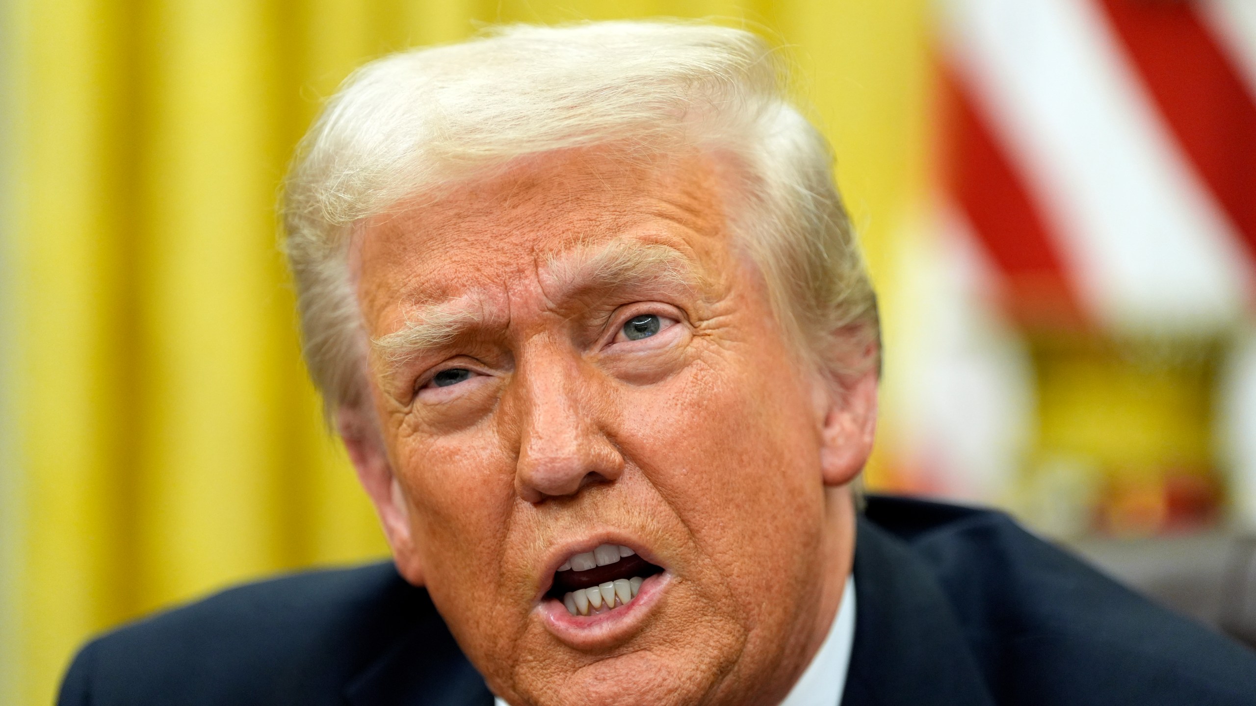 President Donald Trump speaks with reporters as he signs executive orders in the Oval Office at the White House, Monday, Feb. 10, 2025, in Washington. (Photo/Alex Brandon)