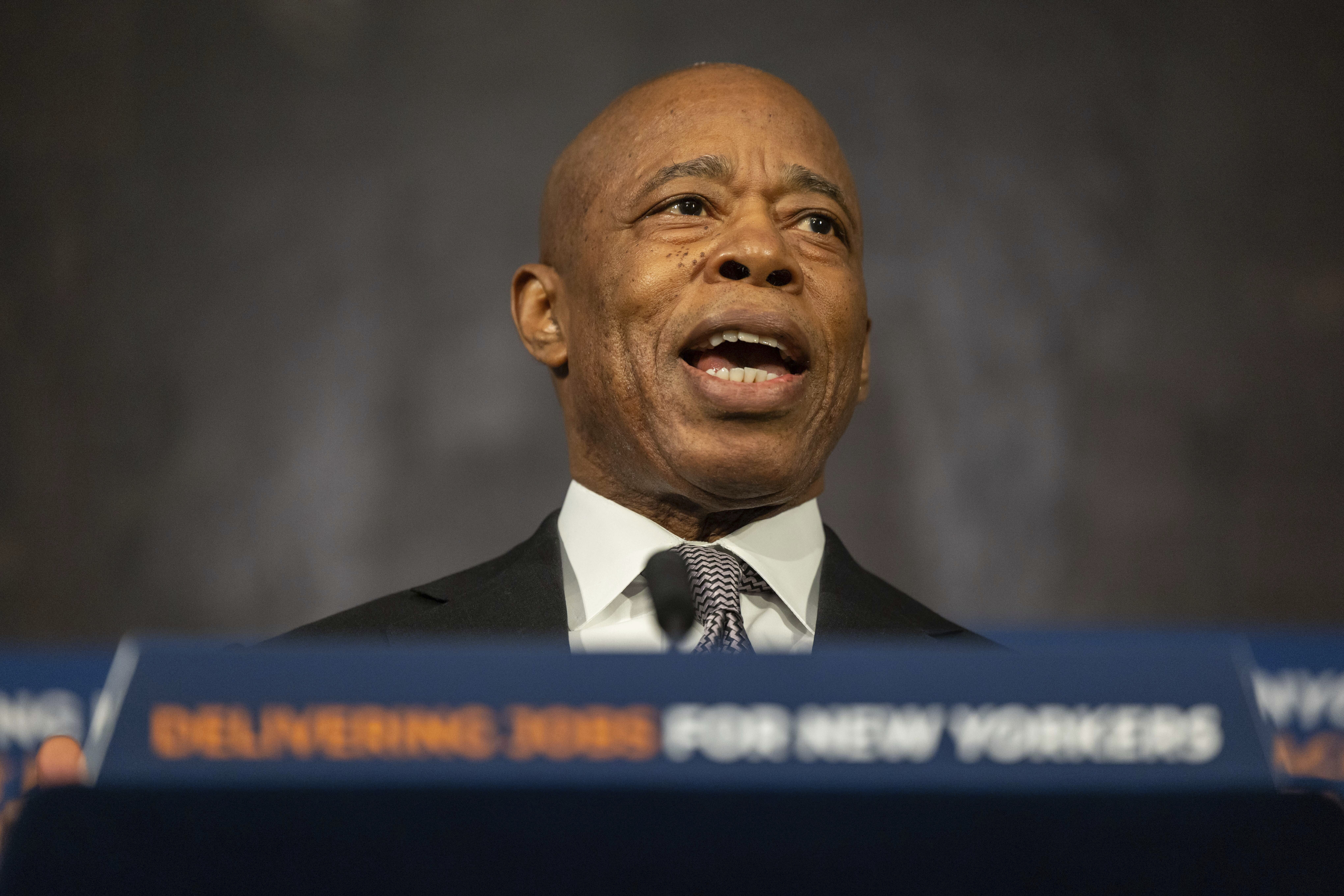 New York City Mayor Eric Adams speaks during a press conference at City Hall, Wednesday, Feb. 5, 2025, in New York. A top official at the U.S. Department of Justice has ordered federal prosecutors to drop charges against New York Mayor Eric Adams and halt the ongoing investigation. (AP Photo/Yuki Iwamura)