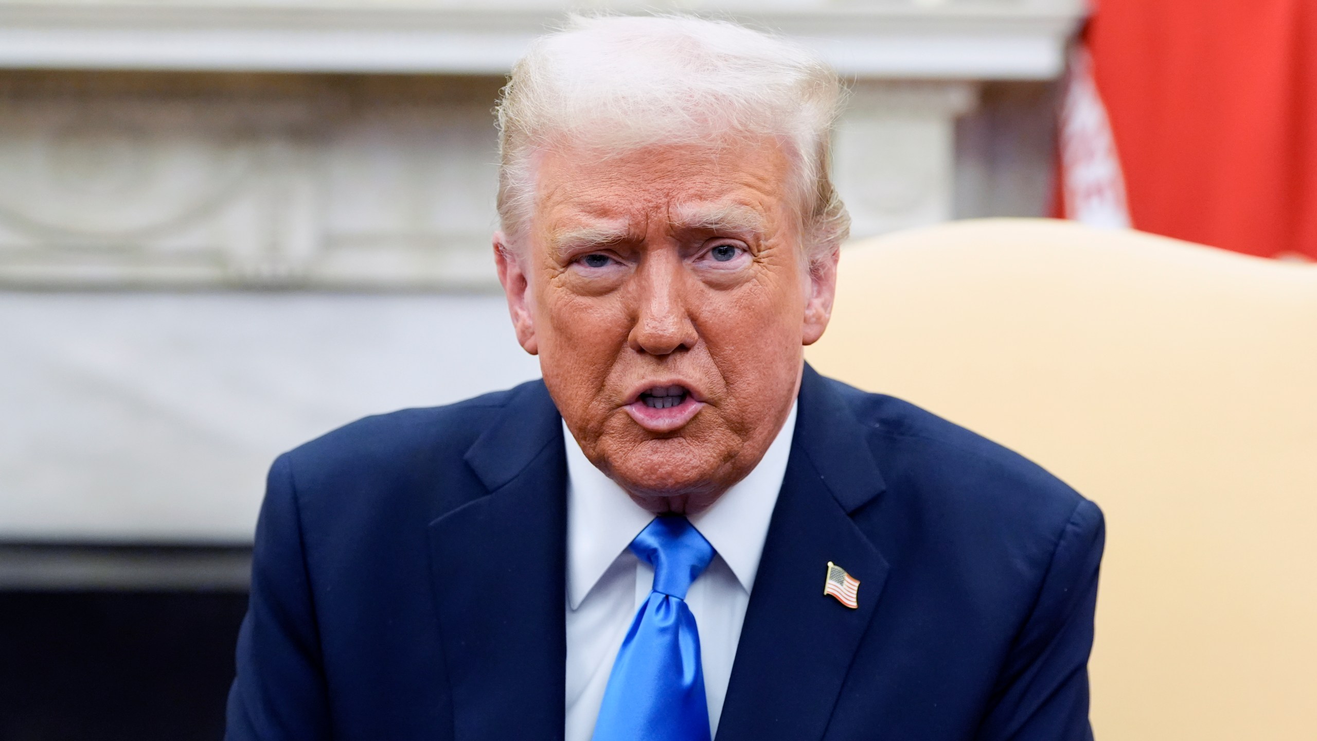 President Donald Trump speaks during a meeting with Jordan's King Abdullah II in the Oval Office at the White House, Tuesday, Feb. 11, 2025, in Washington. (Photo/Alex Brandon)