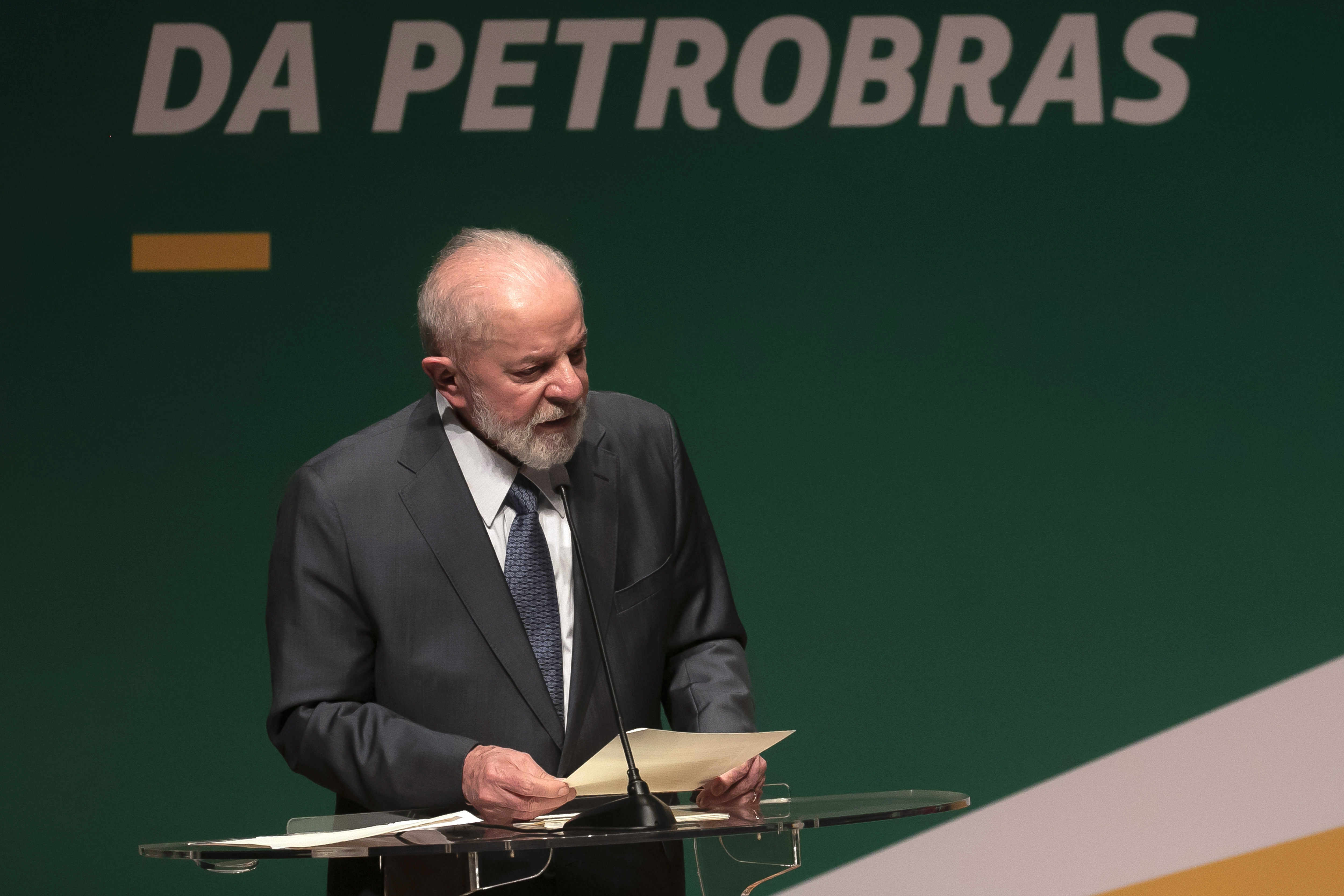 FILE - Brazil's President Luiz Inacio Lula da Silva speaks during the inauguration ceremony for the new president of the state-run oil company Petrobras, in Rio de Janeiro, Brazil, June 19, 2024. (AP Photo/Bruna Prado, File)