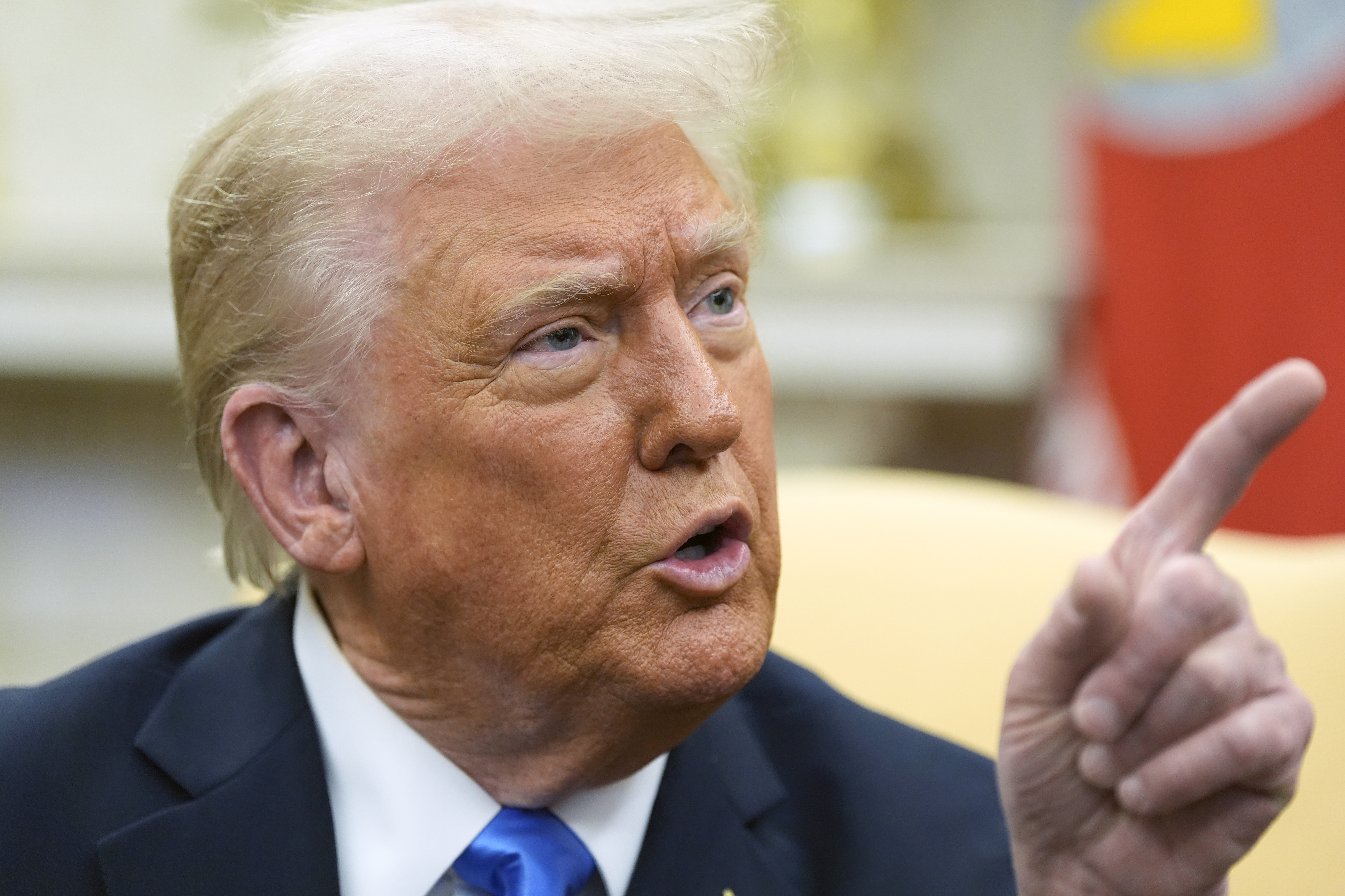 President Donald Trump speaks during a meeting with Jordan's King Abdullah II in the Oval Office at the White House, Tuesday, Feb. 11, 2025, in Washington. (Photo/Alex Brandon)