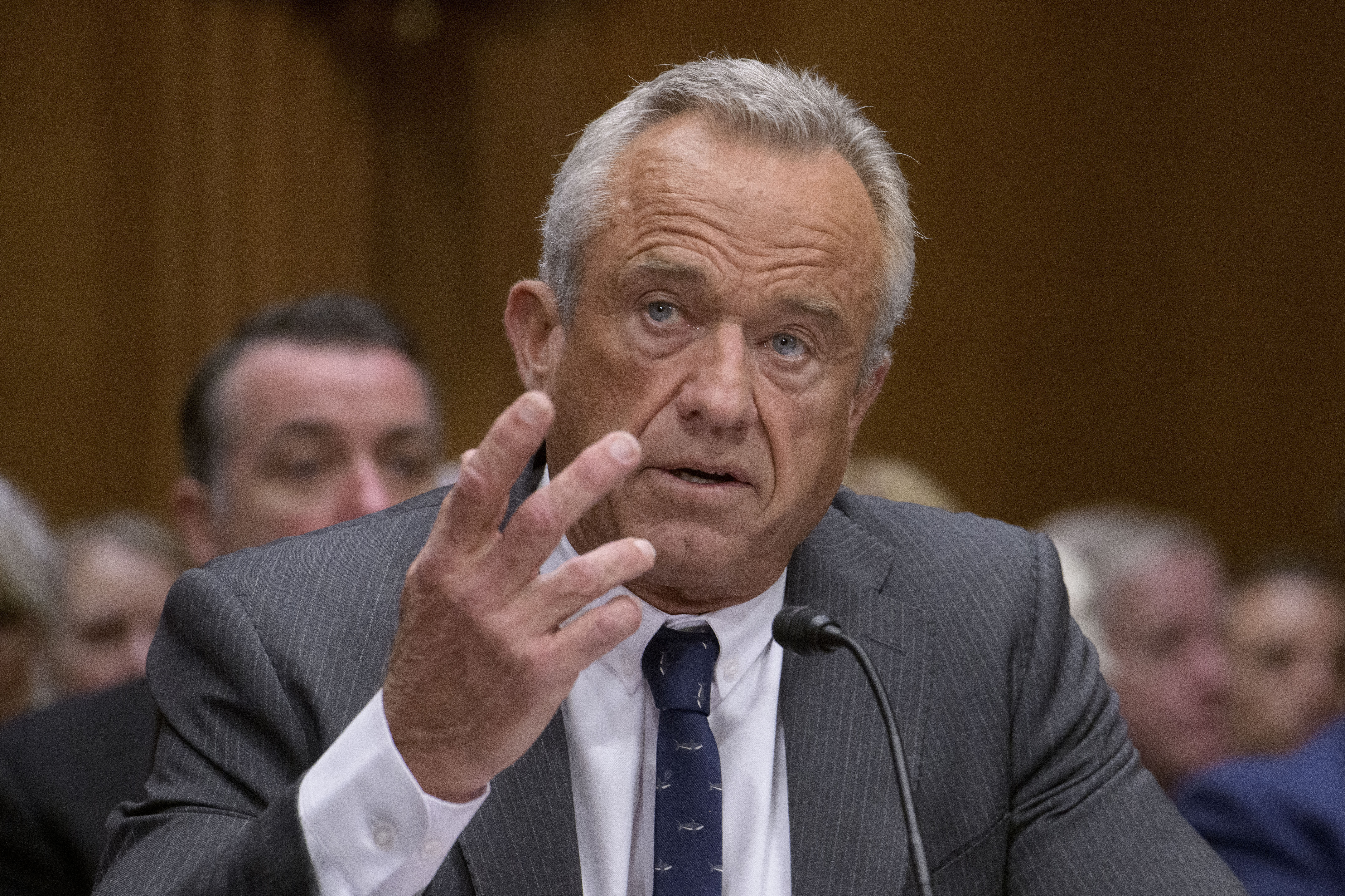 FILE - Robert F. Kennedy, Jr., President Trump's nominee to serve as Secretary of Health and Human Services testifies during a Senate Committee on Health, Education, Labor and Pensions hearing for his pending confirmation on Capitol Hill, Jan. 30, 2025, in Washington. (AP Photo/Rod Lamkey, Jr., File)