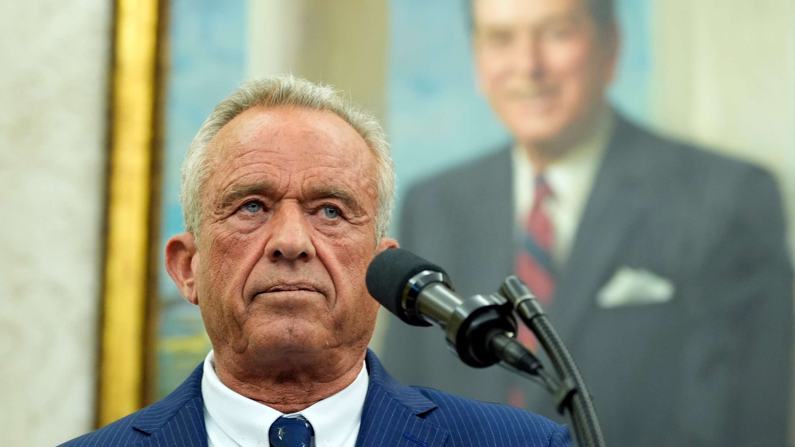 Robert F. Kennedy Jr., speaks after being sworn in as Health and Human Services Secretary in the Oval Office at the White House, Thursday, Feb. 13, 2025, in Washington. (Photo/Alex Brandon)