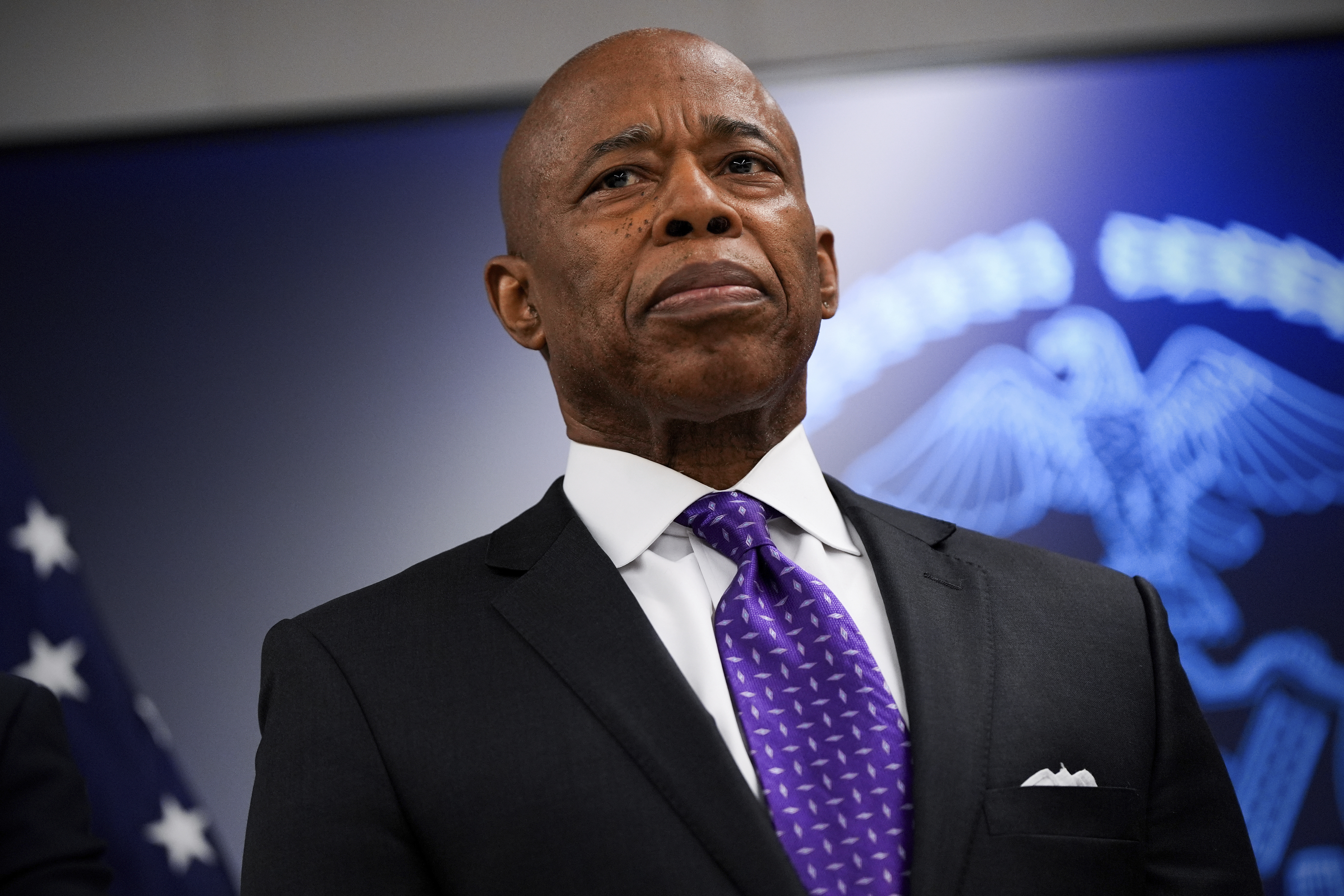 New York City Mayor Eric Adams attends an event at the NYPD's 40th precinct, Thursday, Feb. 20, 2025, in the Bronx borough of New York. (AP Photo/Julia Demaree Nikhinson)