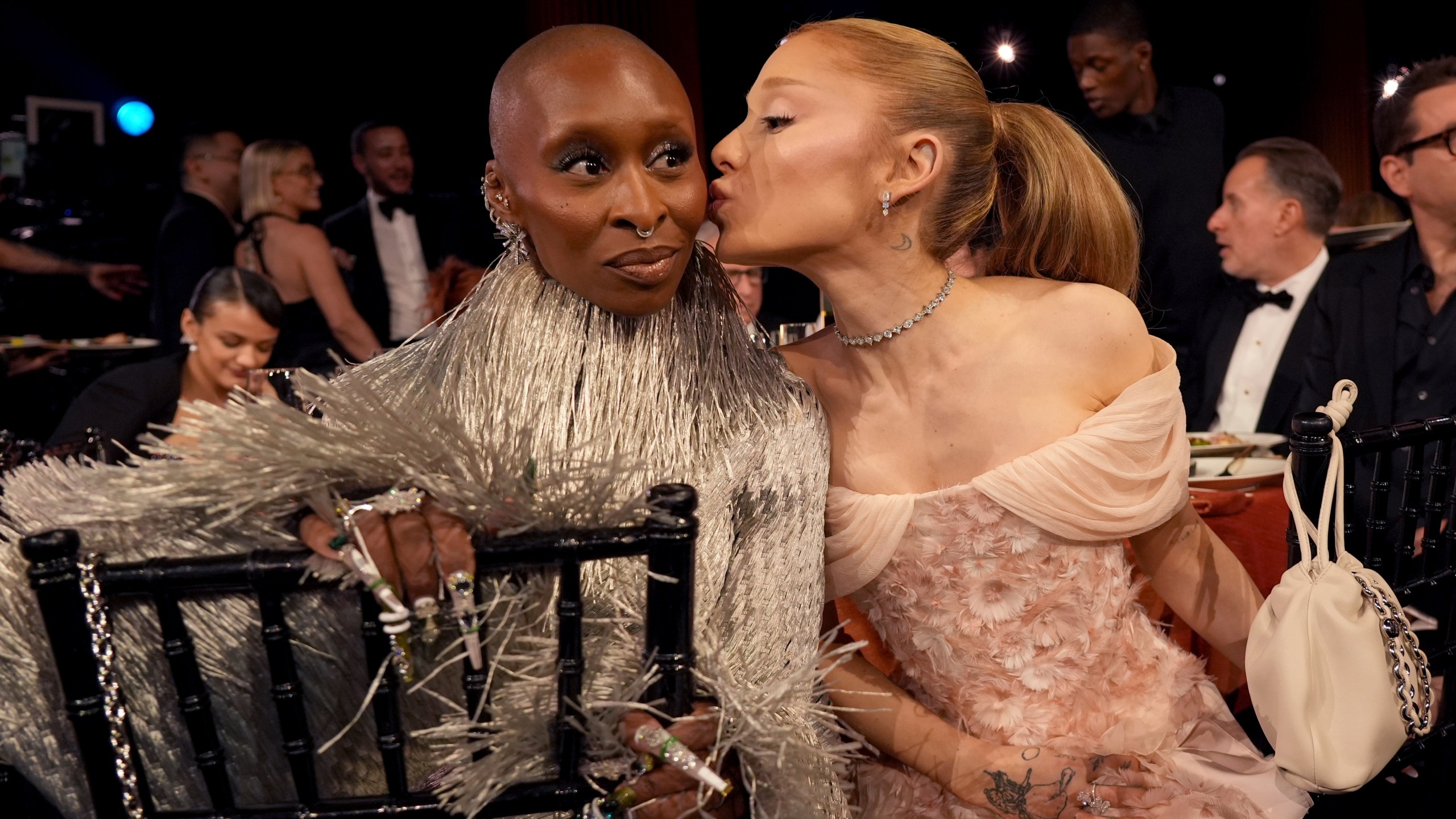 Cynthia Erivo, left, and Ariana Grande in the audience during the 31st annual Screen Actors Guild Awards on Sunday, Feb. 23, 2025, at the Shrine Auditorium in Los Angeles. (AP Photo/Chris Pizzello)