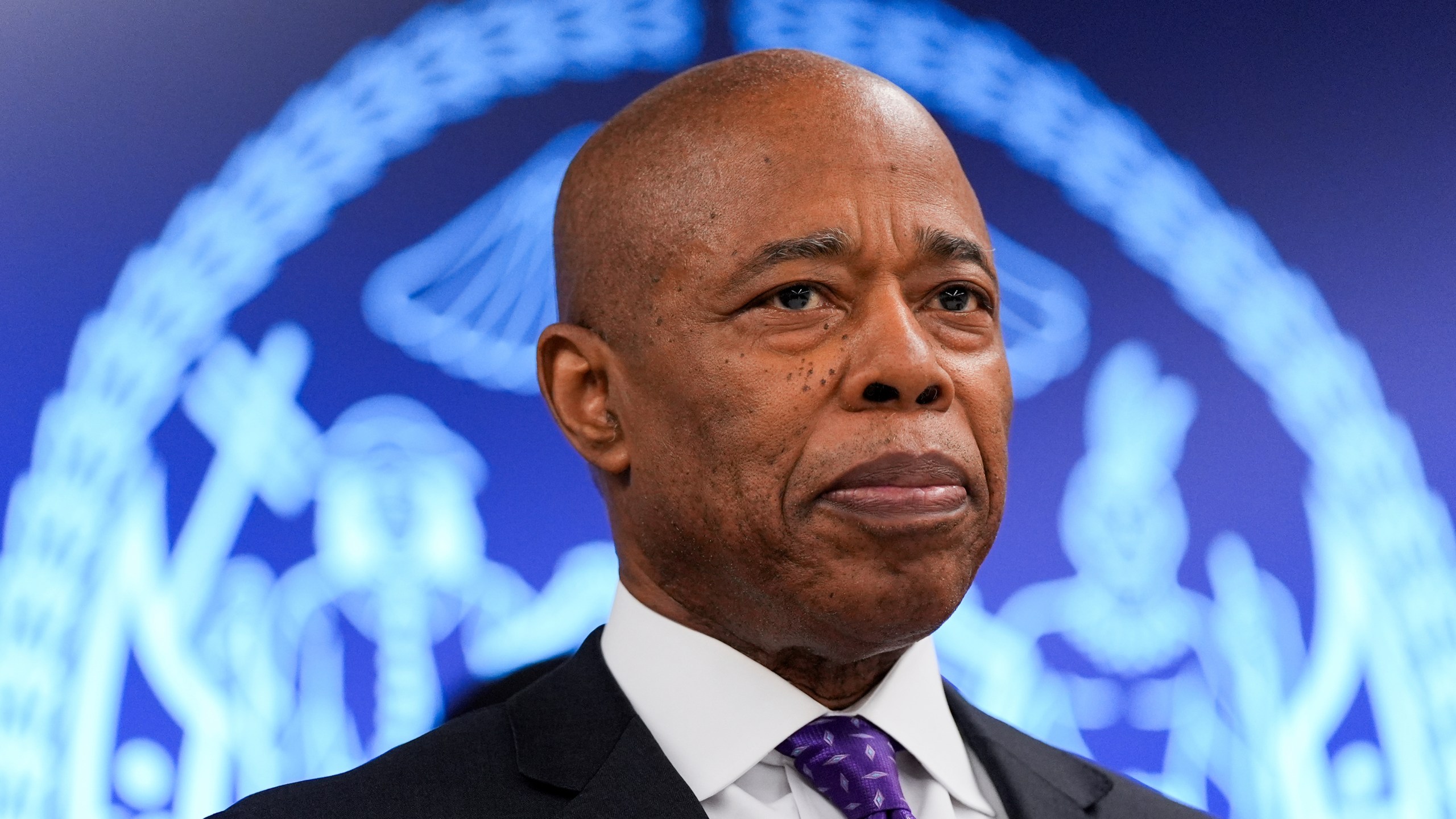 New York City Mayor Eric Adams attends an event at the NYPD's 40th precinct, Thursday, Feb. 20, 2025, in the Bronx borough of New York. (AP Photo/Julia Demaree Nikhinson)