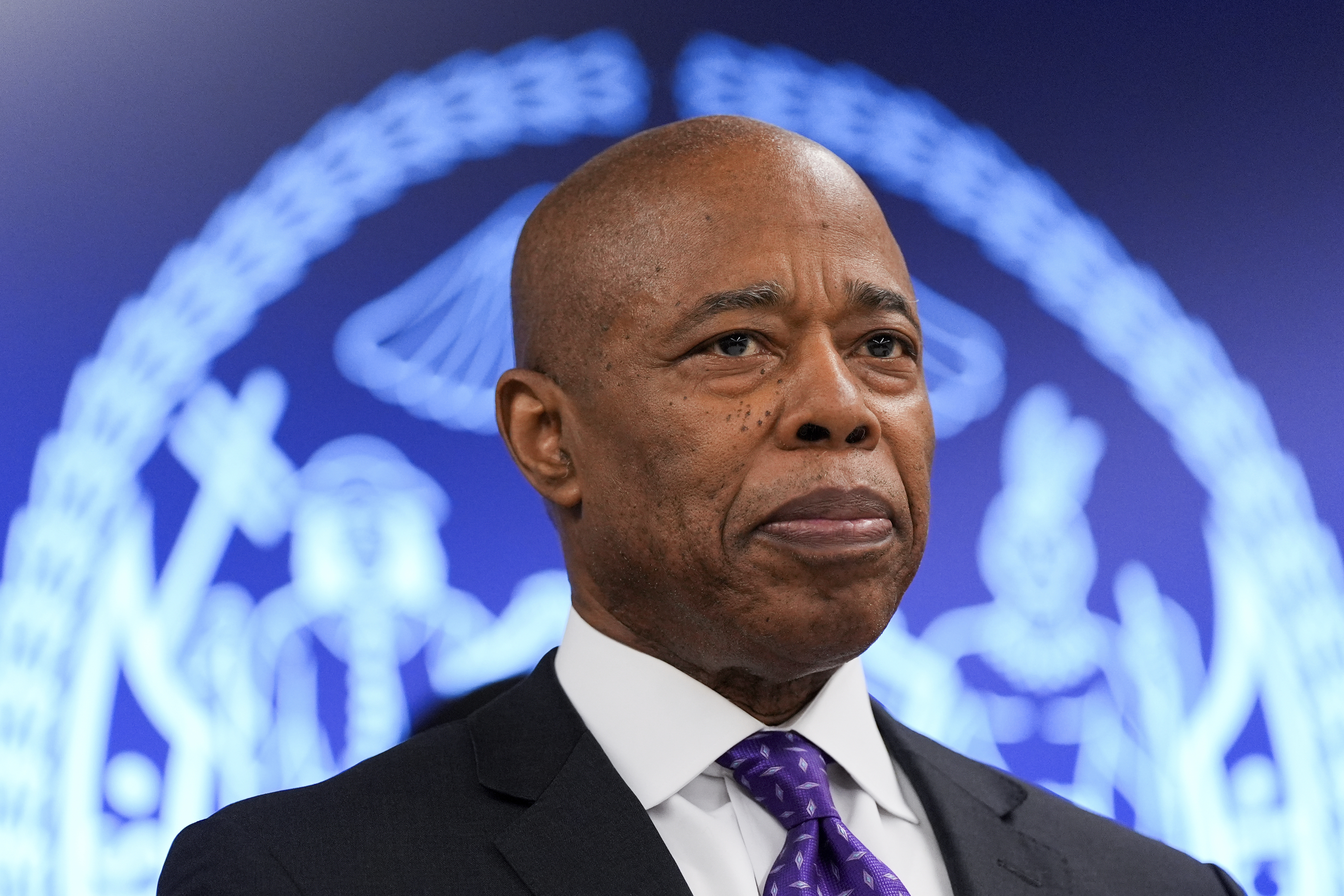 New York City Mayor Eric Adams attends an event at the NYPD's 40th precinct, Thursday, Feb. 20, 2025, in the Bronx borough of New York. (AP Photo/Julia Demaree Nikhinson)