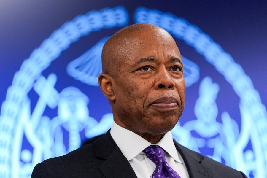 New York City Mayor Eric Adams attends an event at the NYPD's 40th precinct, Thursday, Feb. 20, 2025, in the Bronx borough of New York. (AP Photo/Julia Demaree Nikhinson)