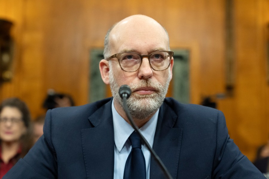 FILE - Russell Vought, President Donald Trump's choice for Director of the Office of Management and Budget, appears before the Senate Budget Committee during a hearing to examine his nomination, on Capitol Hill in Washington, Jan. 22, 2025. (AP Photo/Jacquelyn Martin, file)