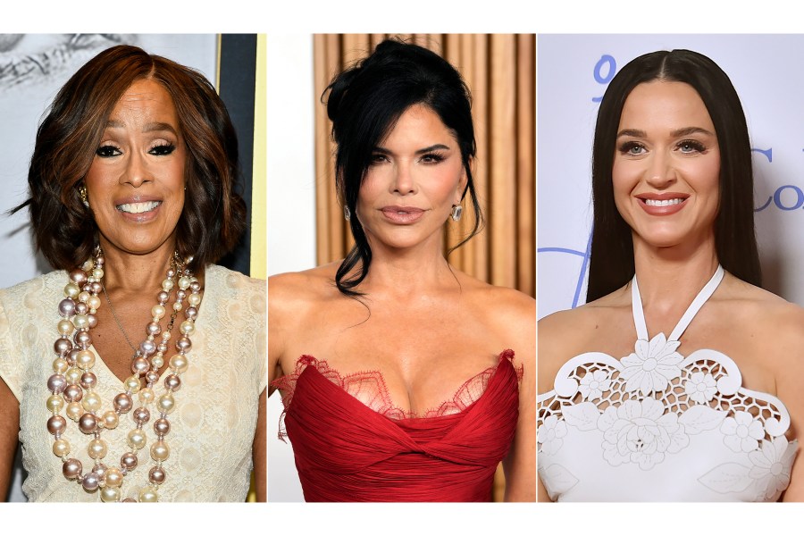 This combination of photos shows Gayle King, from left, Lauren Sanchez and Katy Perry. (AP Photo)