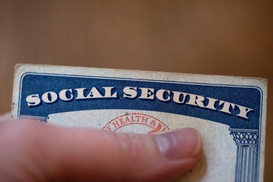 FILE - A Social Security card is displayed Oct. 12, 2021, in Tigard, Ore. (AP Photo/Jenny Kane, File)