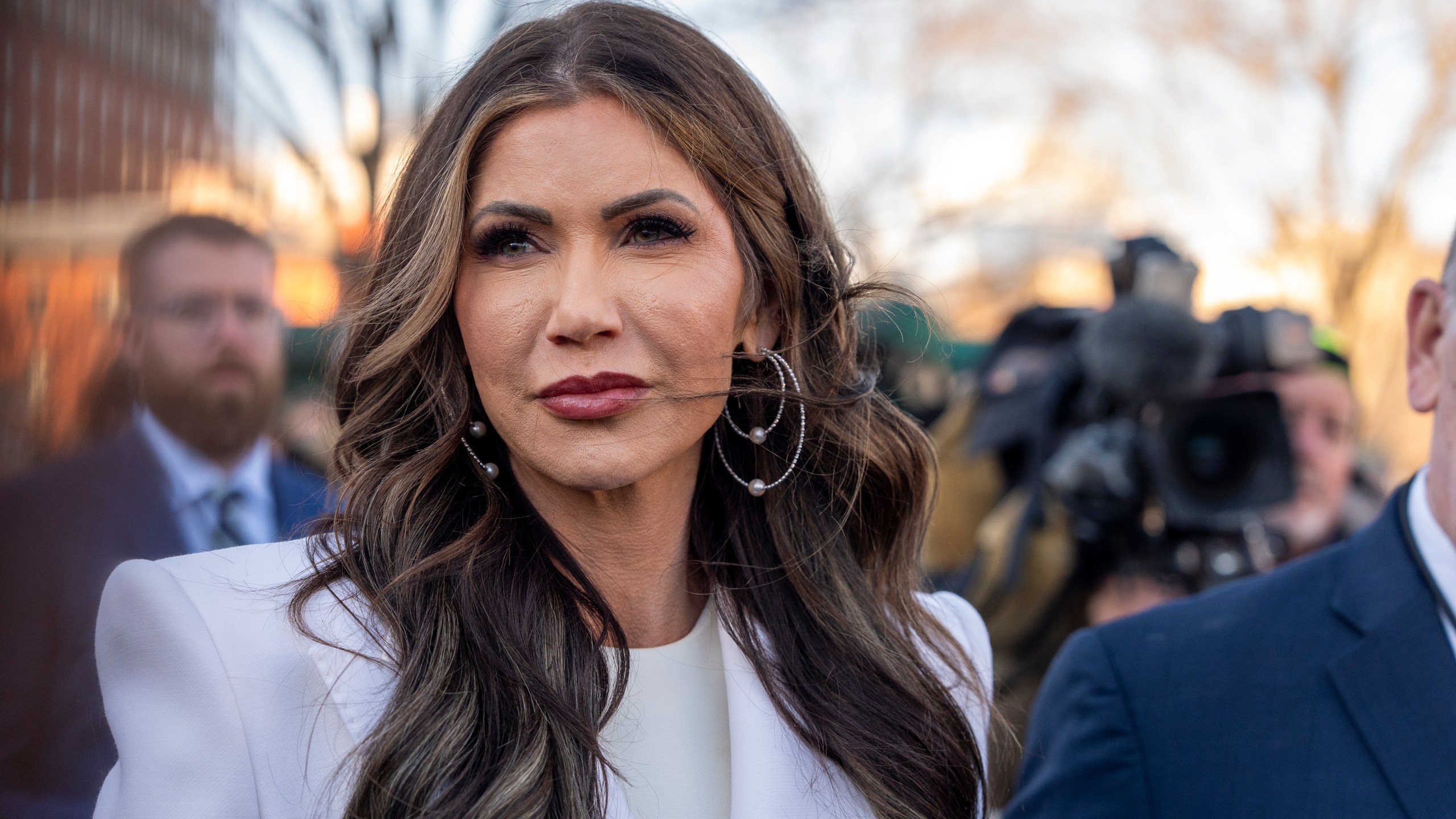 FILE - Homeland Security Secretary Kristi Noem speaks with reporters at the White House, Wednesday, Jan. 29, 2025, in Washington. (AP Photo/Alex Brandon, File)