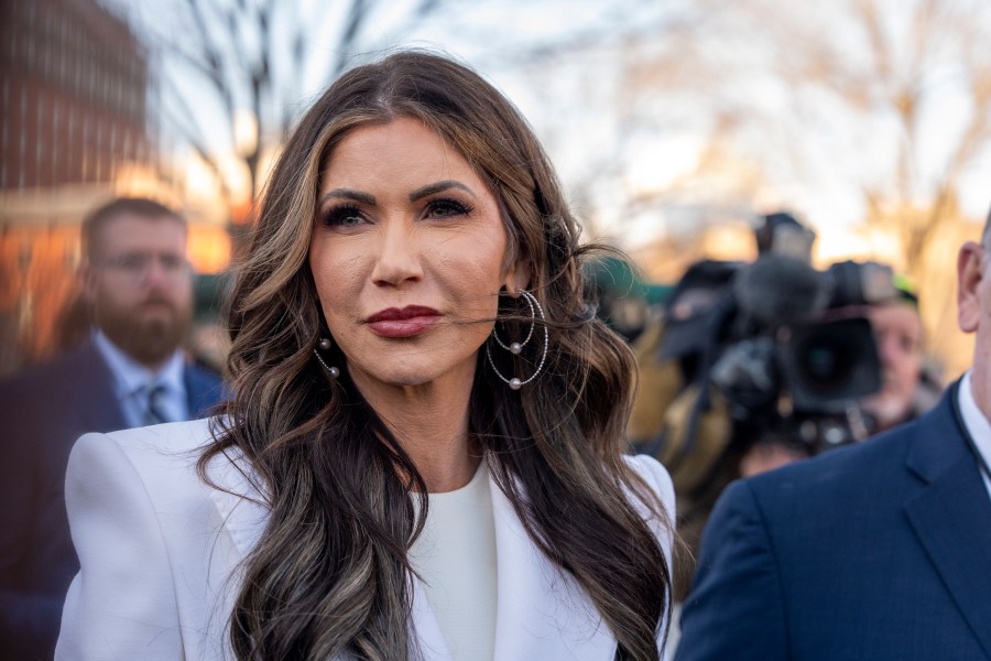 FILE - Homeland Security Secretary Kristi Noem speaks with reporters at the White House, Wednesday, Jan. 29, 2025, in Washington. (AP Photo/Alex Brandon, File)