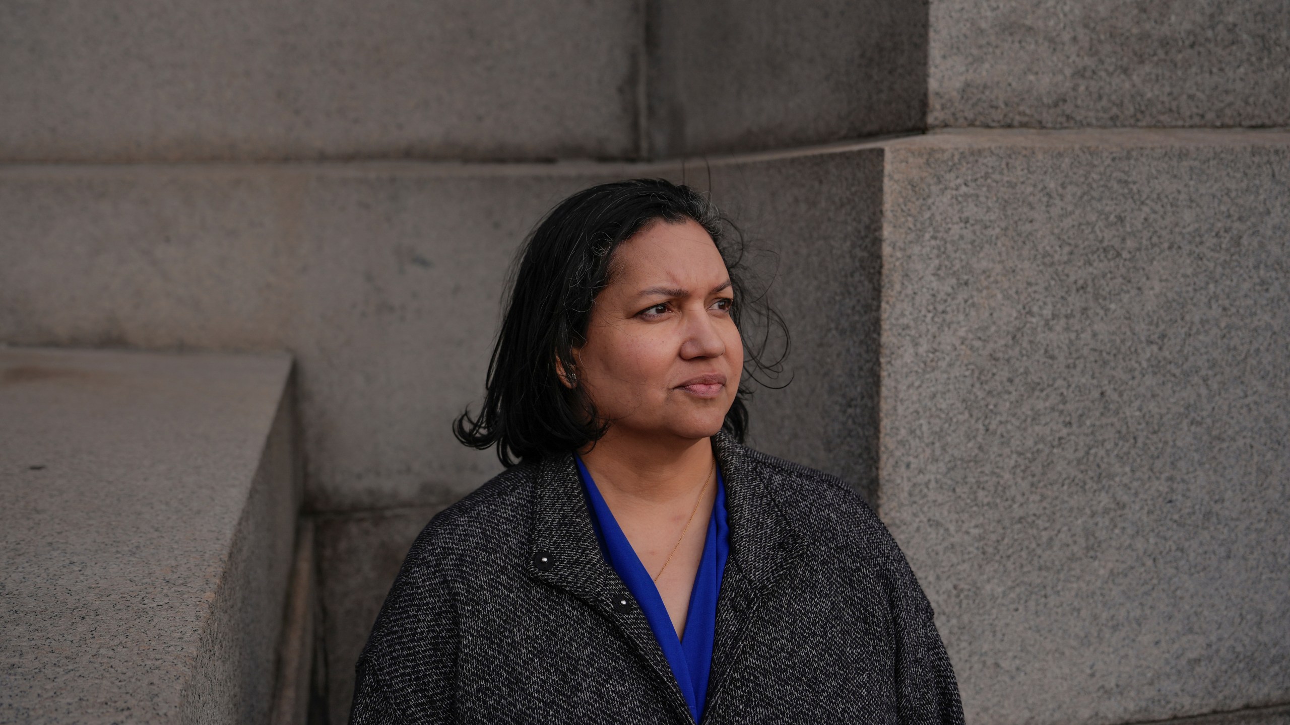 Karen Ortiz, an administrative judge at the Equal Employment Opportunity Commission, poses for photos, Wednesday, Feb. 26, 2025, in New York. (AP Photo/Julia Demaree Nikhinson)