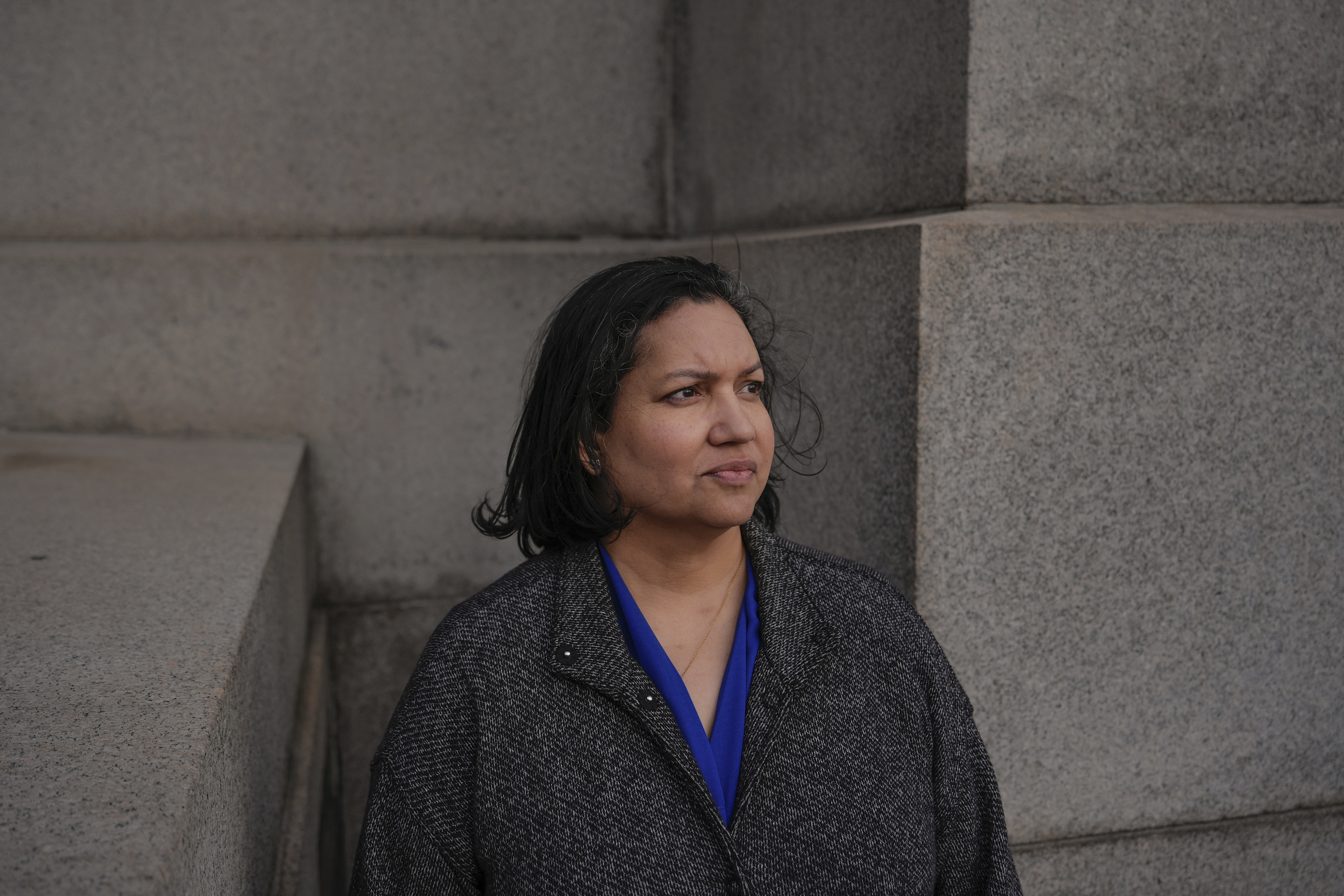 Karen Ortiz, an administrative judge at the Equal Employment Opportunity Commission, poses for photos, Wednesday, Feb. 26, 2025, in New York. (AP Photo/Julia Demaree Nikhinson)