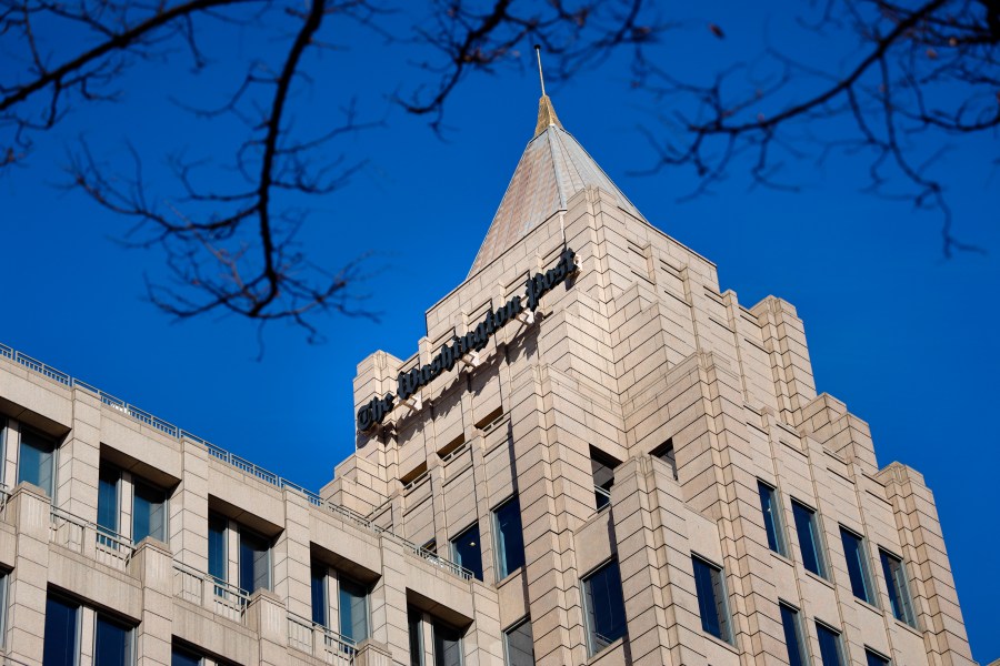 FILE - The One Franklin Square Building, home of The Washington Post, in downtown Washington, Feb. 8, 2019. (AP Photo/Pablo Martinez Monsivais, file)