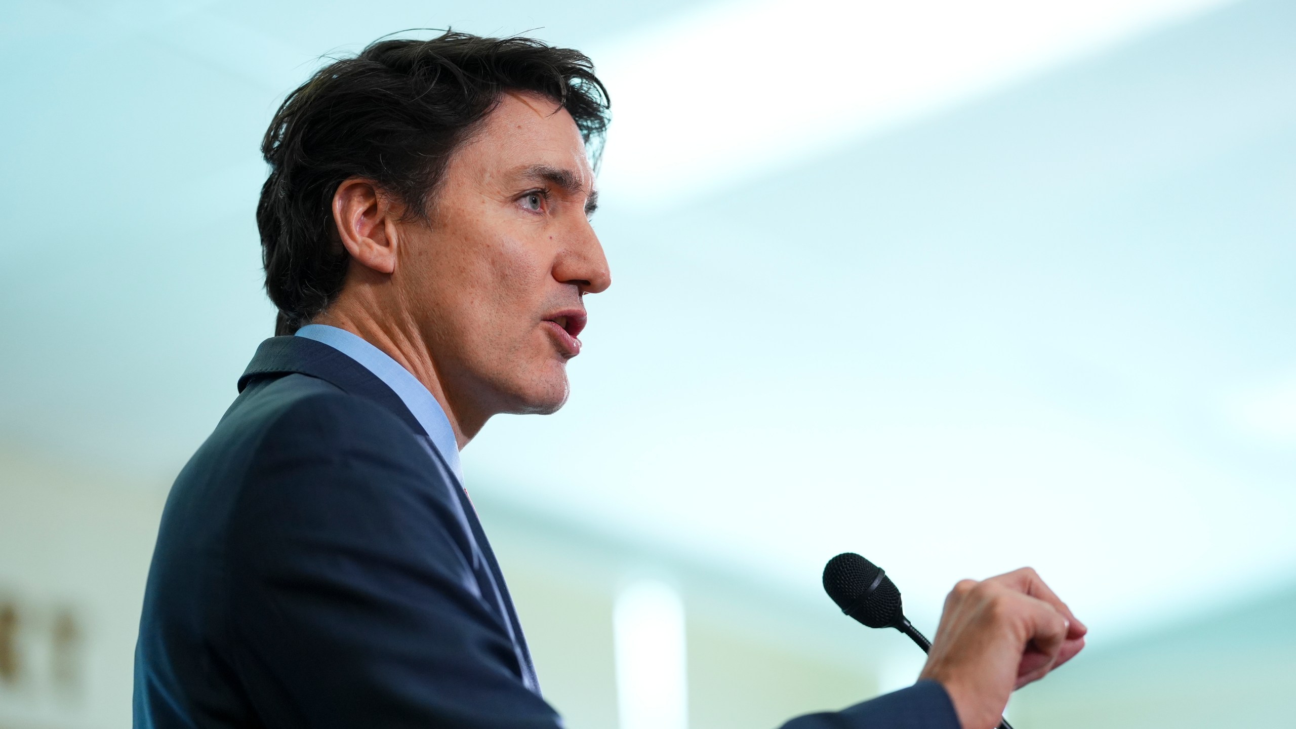 Canada Prime Minister Justin Trudeau answers reporters questions during an event in Ottawa on Thursday, March 6, 2025. (Sean Kilpatrick/The Canadian Press via AP)