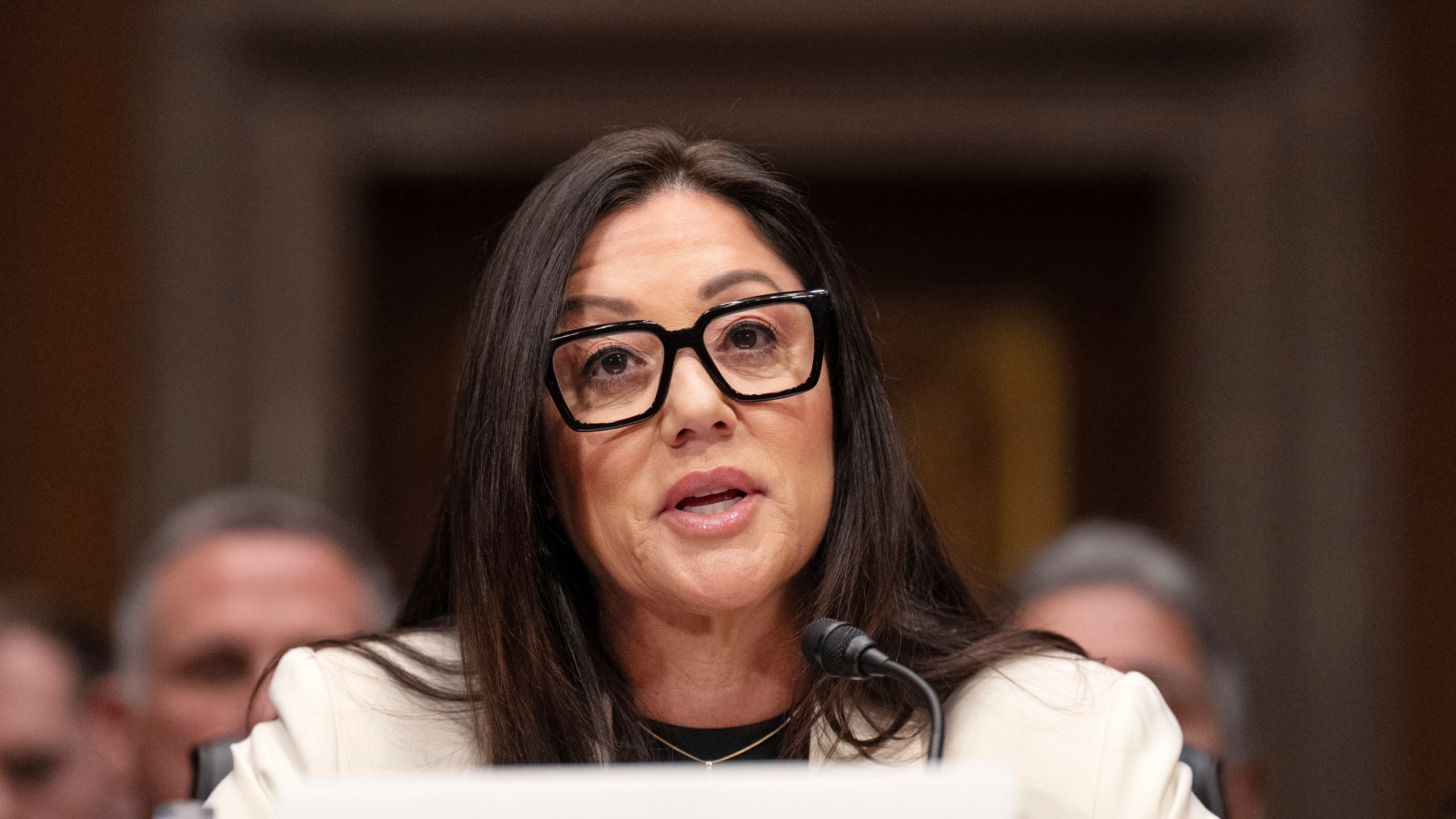 Lori Chavez-DeRemer attends a hearing of the Senate Health, Education, Labor, and Pensions Committee on her nomination for Secretary of Labor, Wednesday, Feb. 19, 2025, on Capitol Hill in Washington. (AP Photo/Jacquelyn Martin)