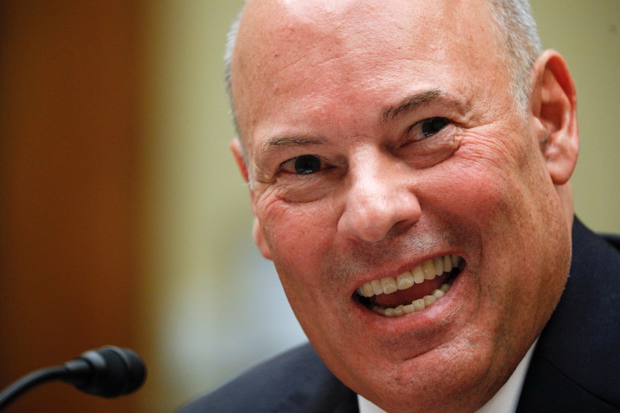 FILE - Postmaster General Louis DeJoy testifies before a House Oversight and Reform Committee hearing on the Postal Service on Capitol Hill, Monday, Aug. 24, 2020, in Washington. (Tom Brenner/Pool via AP,File)