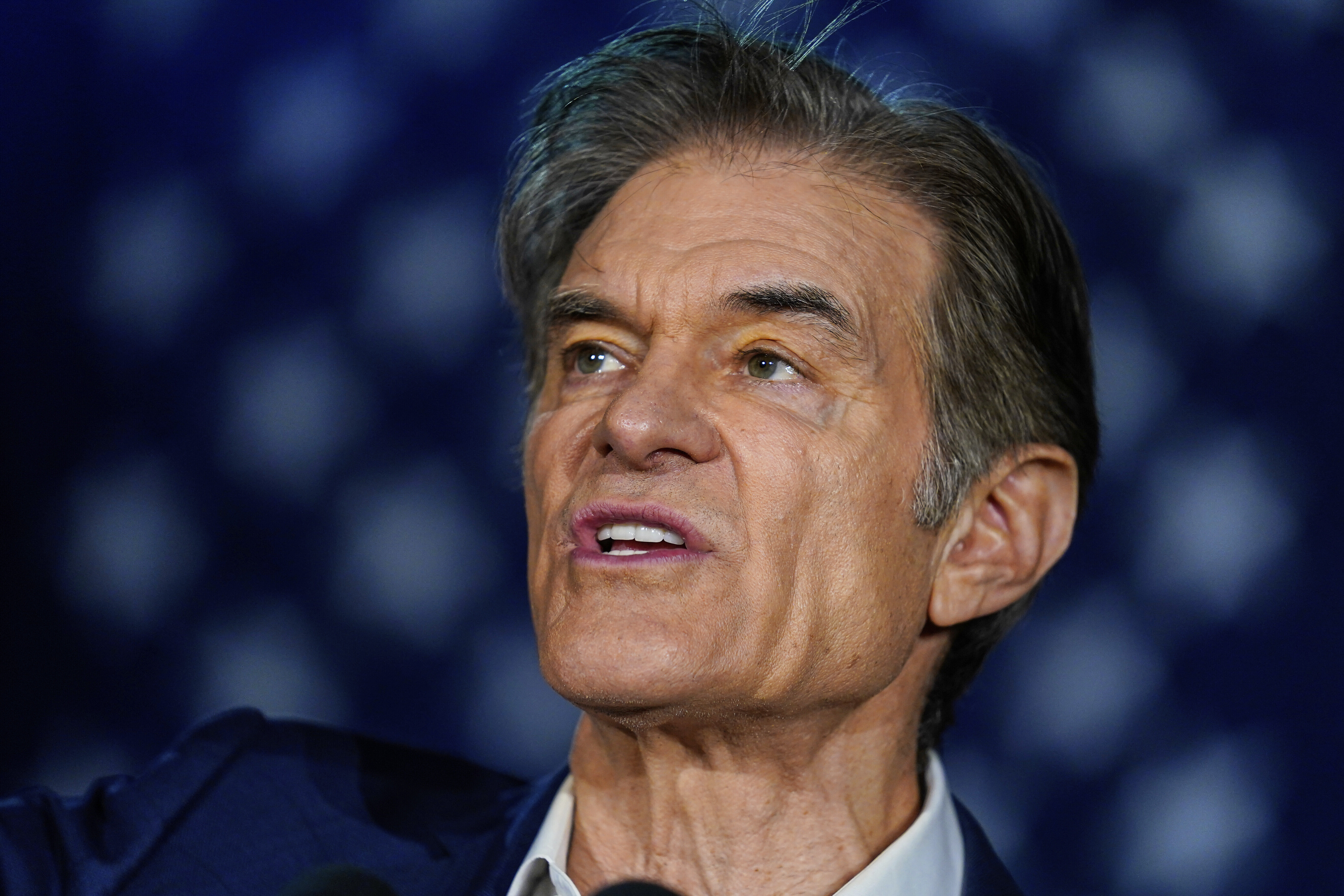 FILE - Mehmet Oz speaks during a campaign rally in Pennsburg, Pa., Nov. 7, 2022. (AP Photo/Matt Rourke, File)