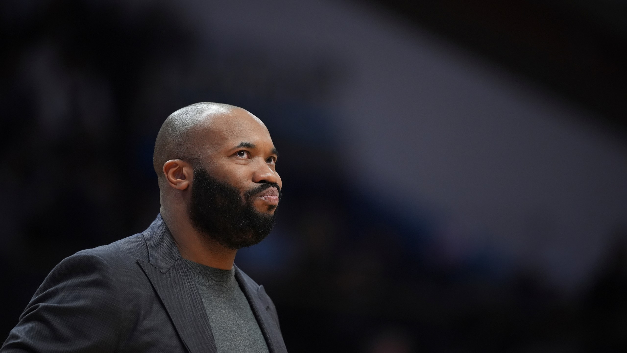 FILE - Villanova's Kyle Neptune watches during an NCAA college basketball game, Wednesday, Feb. 12, 2025, in Villanova, Pa. (AP Photo/Matt Slocum, File)