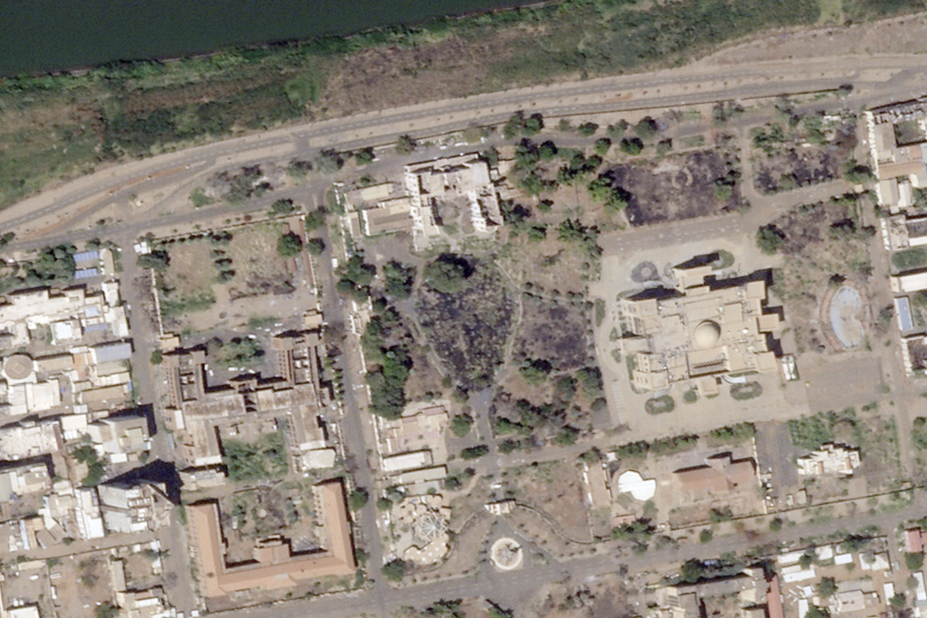 This satellite picture from Planet Labs PBC shows the Republican Palace in Khartoum, Sudan, March 15, 2025 (Planet Labs PBC via AP)