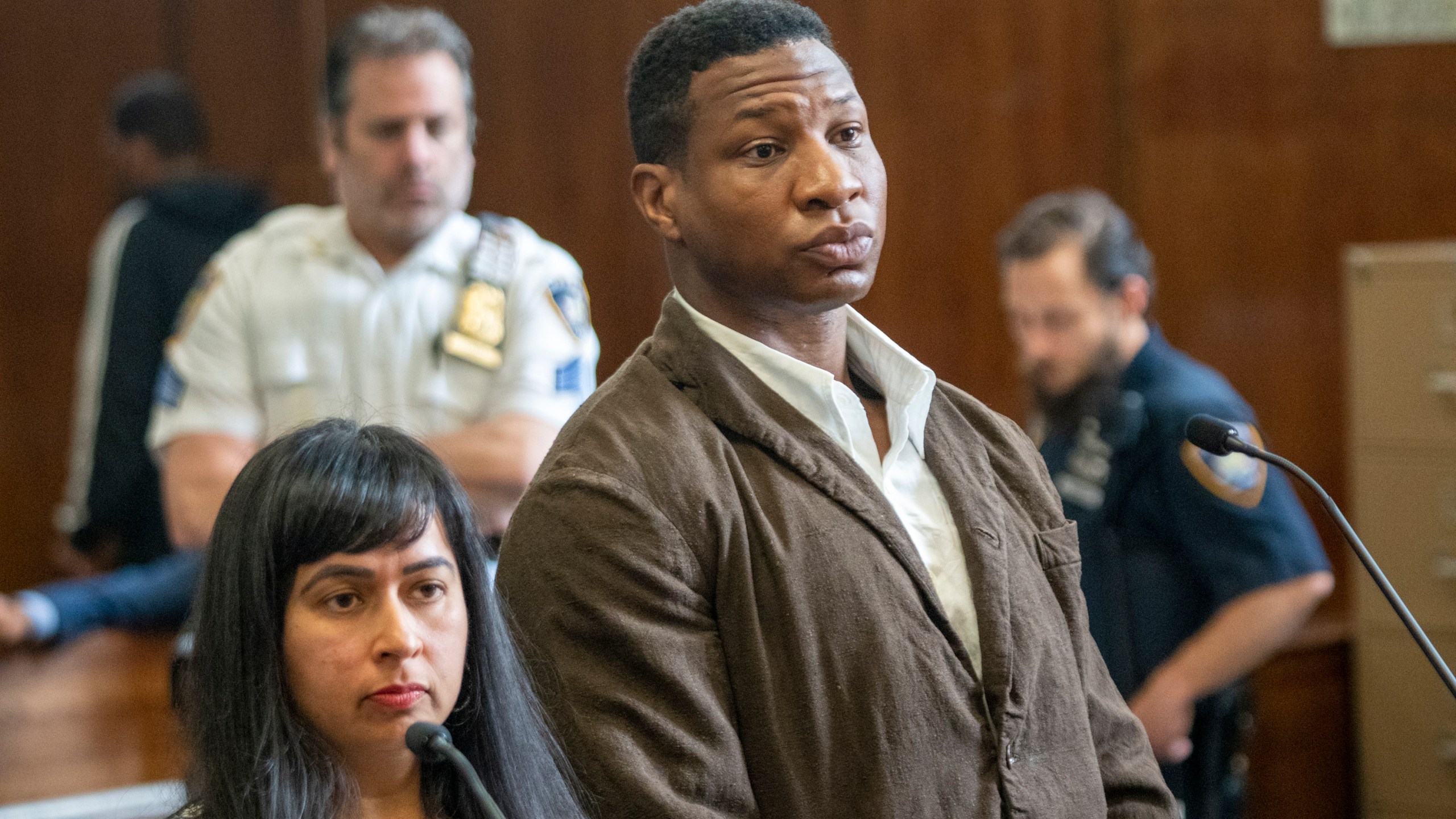 FILE - Jonathan Majors appears in court during a hearing in his domestic violence case on June 20, 2023 in New York. (AP Photo/Steven Hirsch, Pool)