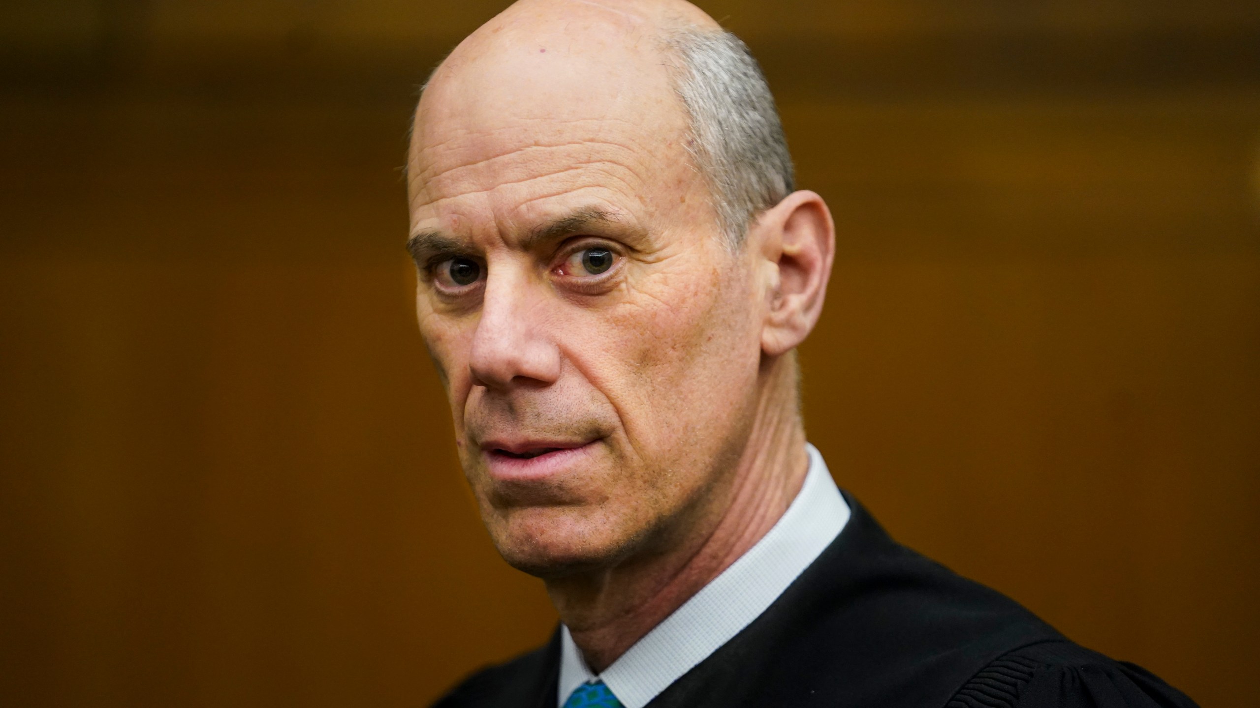 FILE - U.S. District Judge James Boasberg, chief judge of the United States District Court for the District of Columbia, stands for a portrait at E. Barrett Prettyman Federal Courthouse in Washington, March 16, 2023. (Carolyn Van Houten/The Washington Post via AP, File)