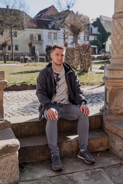 Lucas Sielaff poses for a photo in Bad Bibra, Germany, Thursday, March 20, 2025. (AP Photo/Stella Weiss)