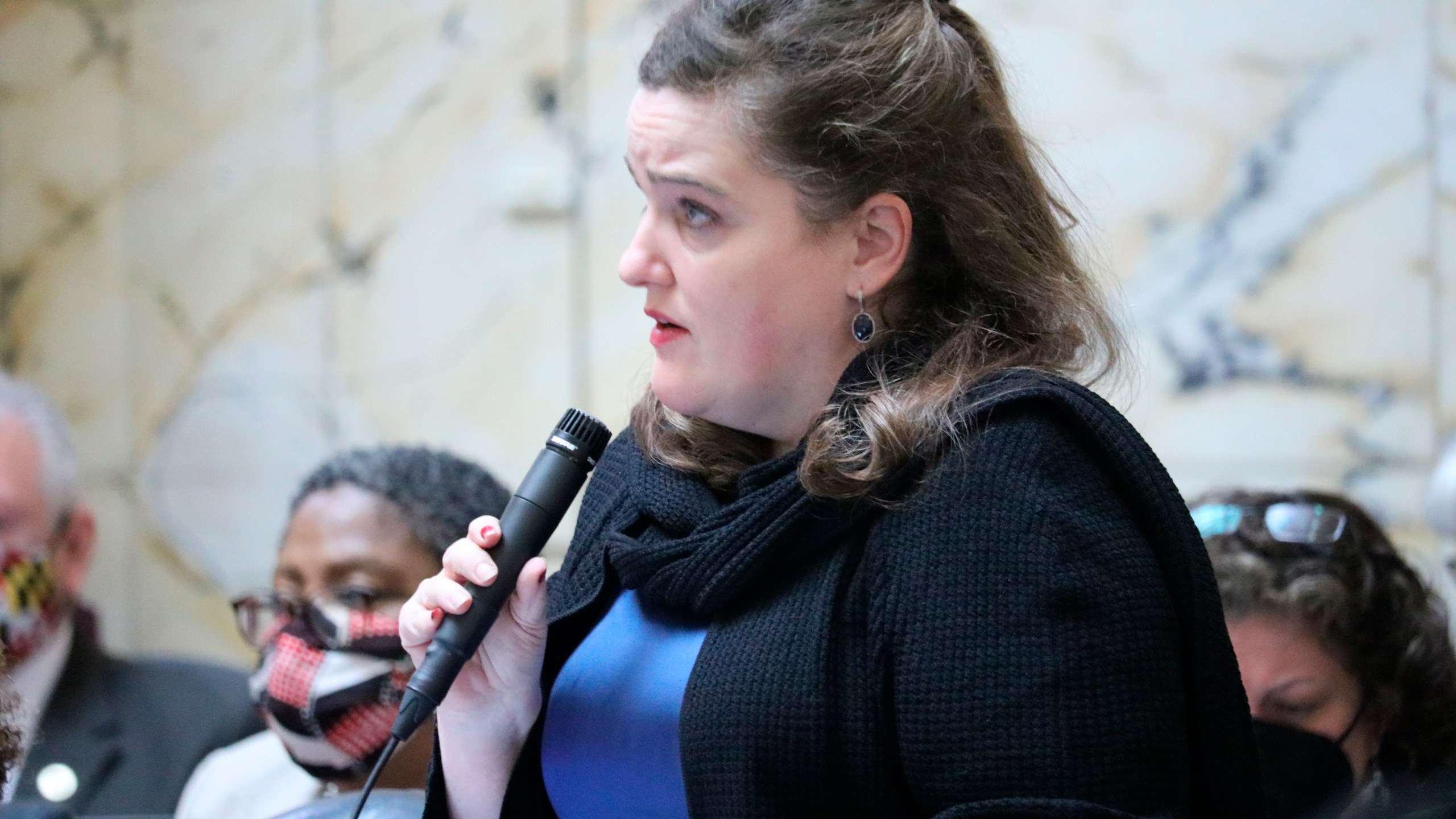 FILE - Maryland Del. Ariana Kelly, a Democrat, urges lawmakers to support a measure to expand abortion access in Maryland, shortly before the House of Delegates voted to override Republican Gov. Larry Hogan's veto of the bill on April 9, 2022, in Annapolis, Md. (AP Photo/Brian Witte, File)